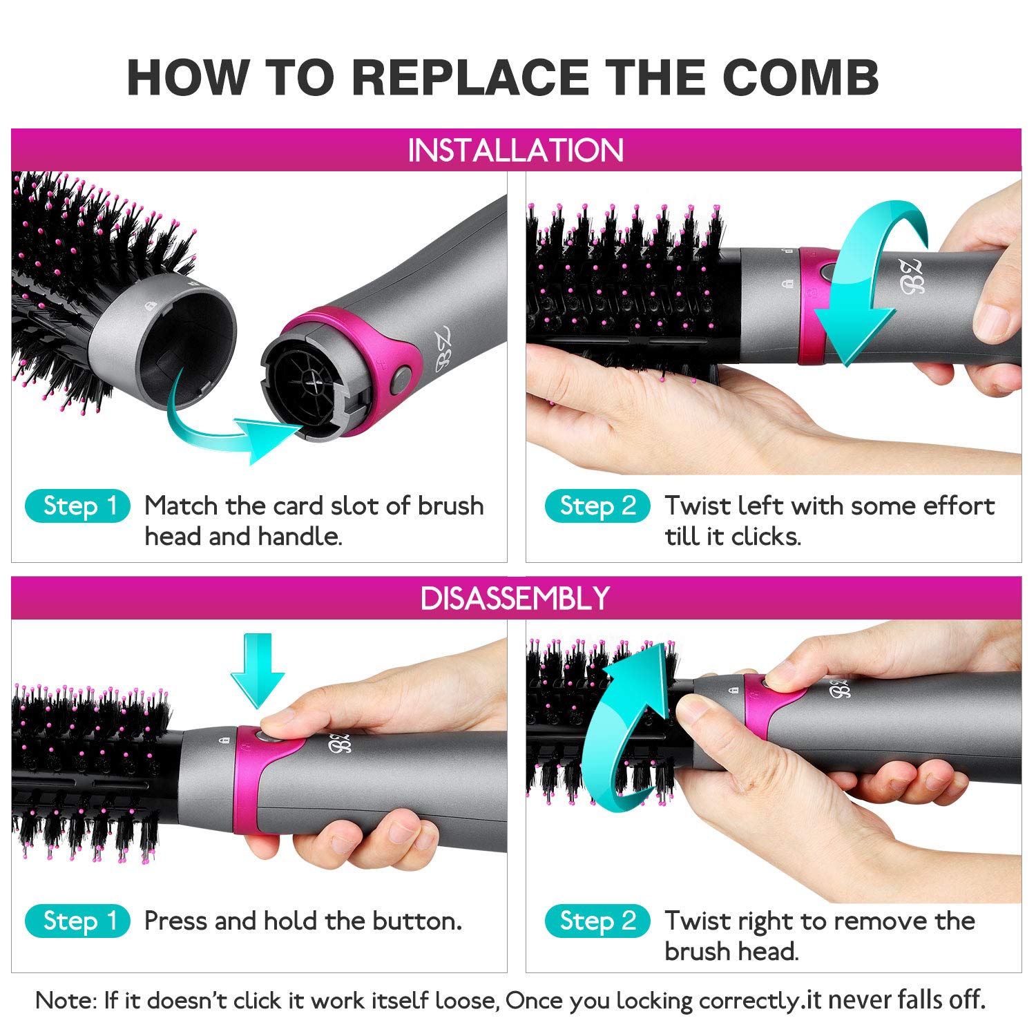 6 in 1 Hair Dryer Brush and Volumizer, Detachable Hair Dryer Styler, One-Step Hot Air Brush for Straightening Curling Drying Combing Scalp Massage Styling : Beauty & Personal Care