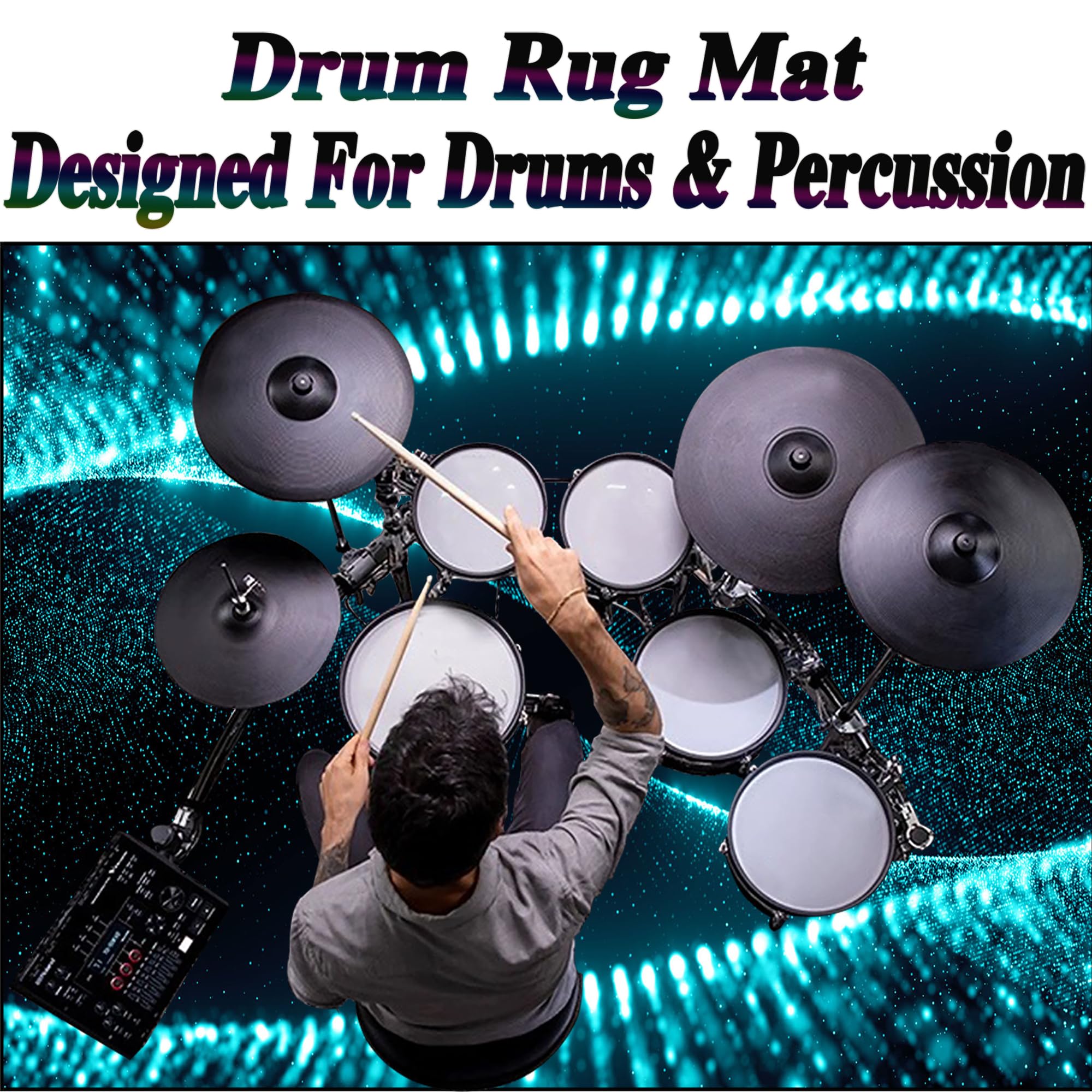 Schlagzeugteppich Schallschutz Akustik Teppich Drum Teppich Schallschutzmatte Drum Rug Drum Matte Drumteppich rutschfeste Trommel Teppiche, Für Bass Drum Snare Schlagzeug Teppich 230 x 180 cm