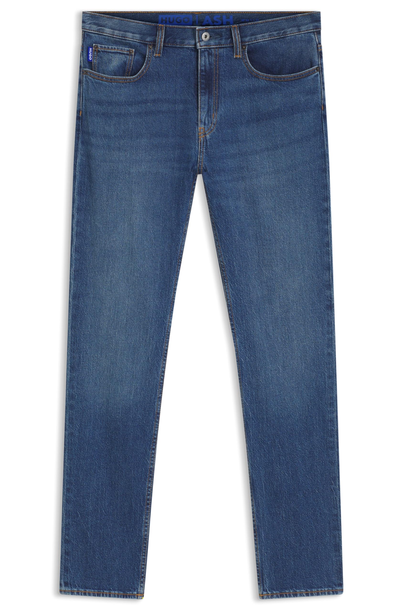 HUGO Mens Ash Slim-fit Jeans in mid-Blue Stretch Denim