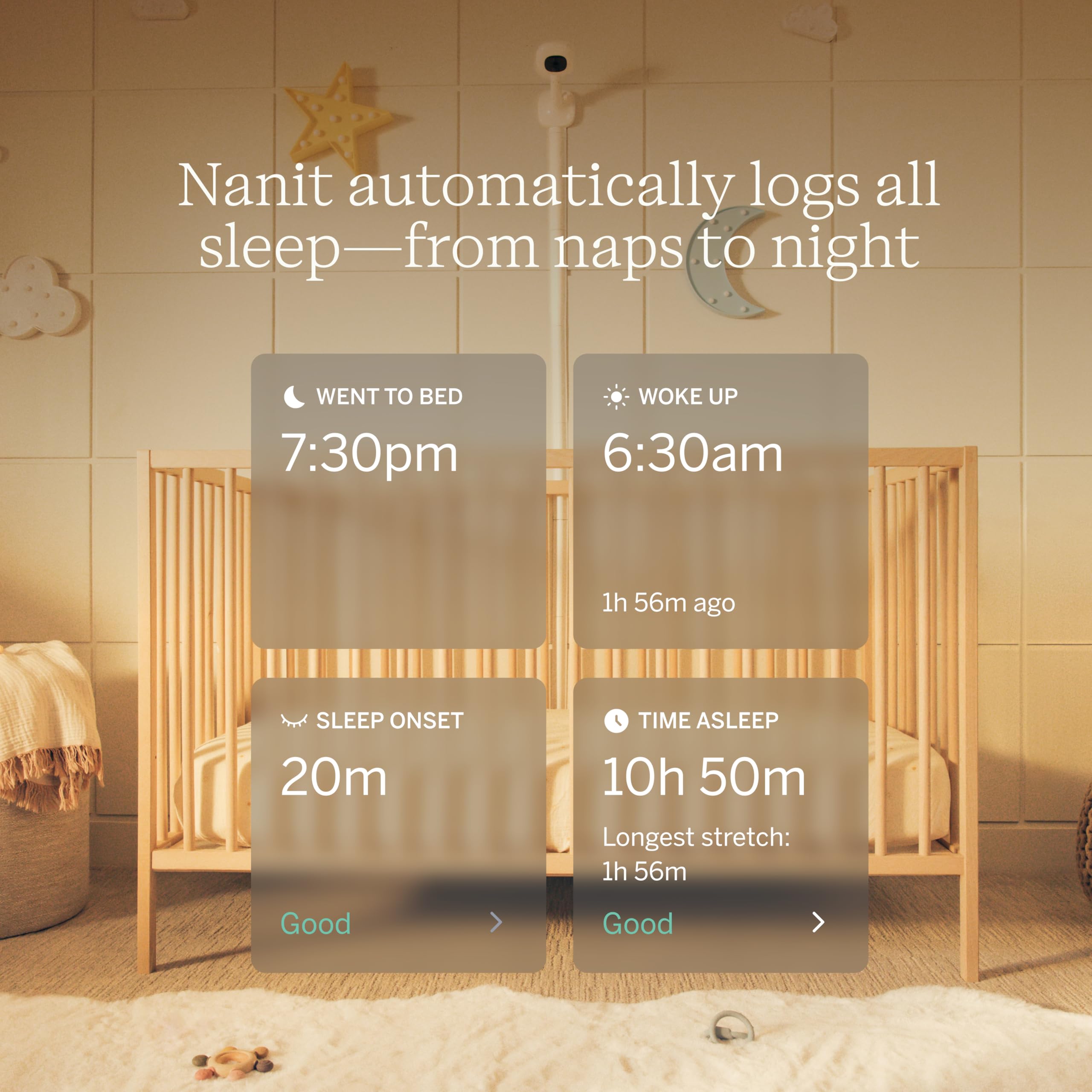 Nanit Pro Babyphone mit Kamera, Flex-Ständer & Atemband - Baby Kamera mit 1080p Video & Audio, Bewegungs-Alarm, WLAN, iOS/Android - Weiß