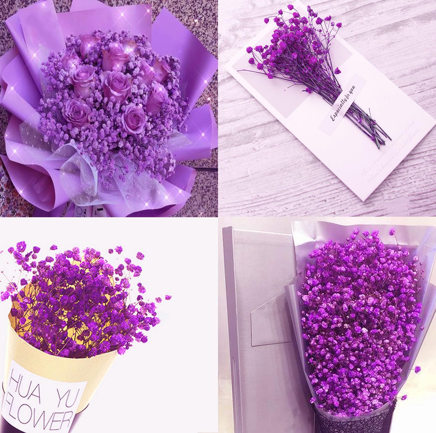 Viola Gypsophila Essiccata, 43cm Naturale Fiori Secchi stabilizzata Oltre 3000 Boccioli, Gypsophila Secchi per Matrimonio, Decorazione della Casa, Fai da Te e Partito