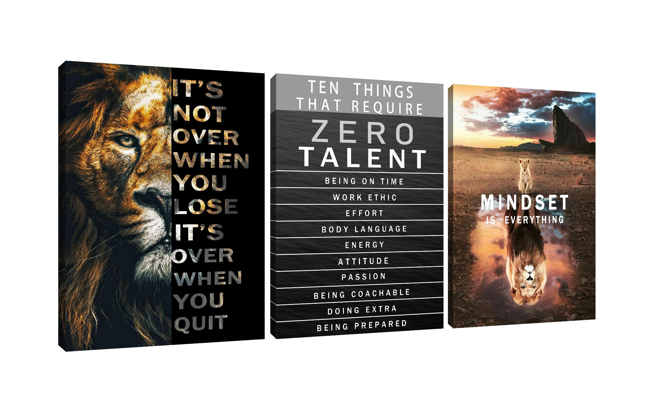Motivational Quotes Wall Art Lion Canvas Office Inspirational Wall Decor Zero Talent Poster Animal Picture Print Painting Artwork for Home Living Room