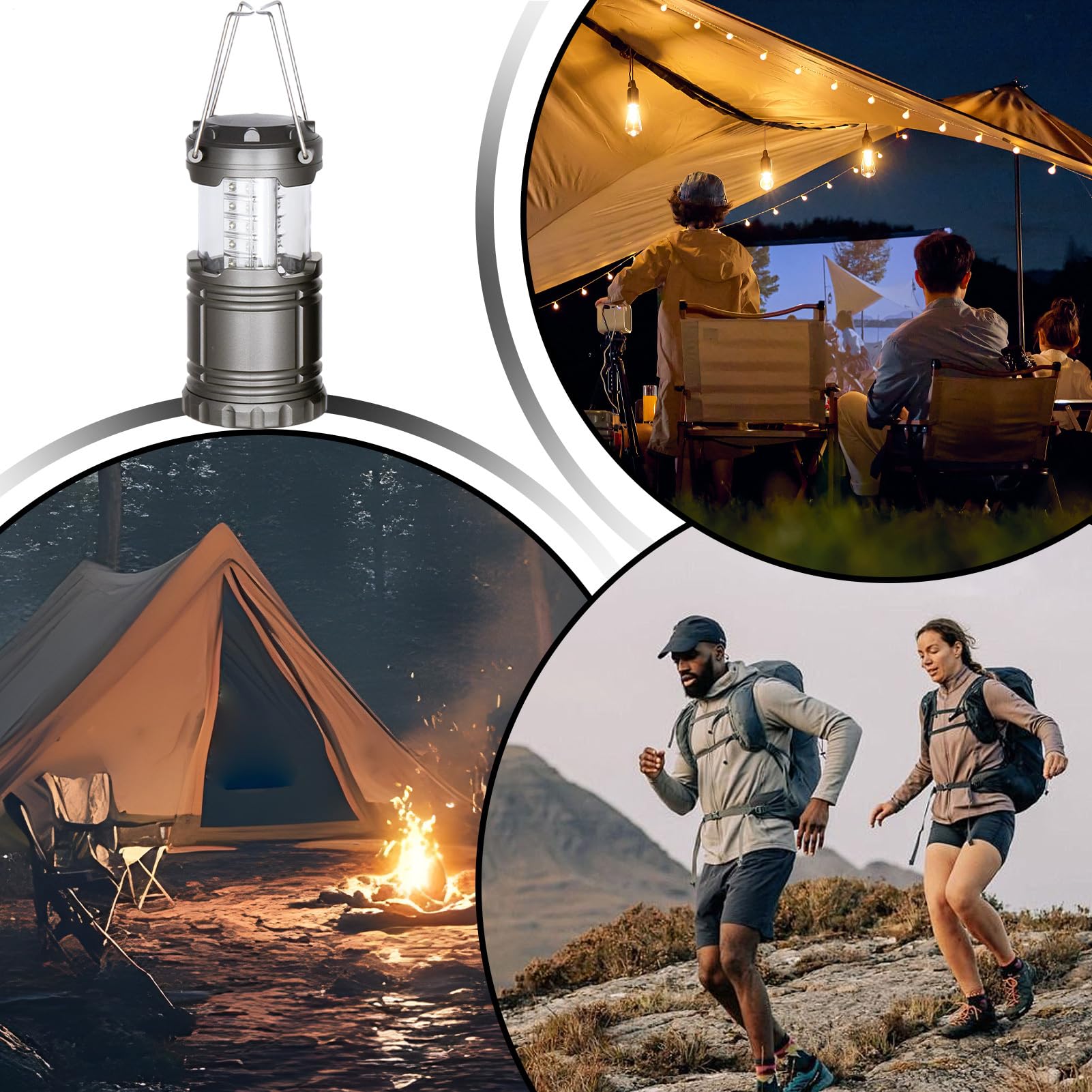 LED Campinglampe Batteriebetrieben – 300 Lumen, Wasserdicht, Stufenlos Dimmbar, Mit 360° Beleuchtung, Für Outdoor & Notfall