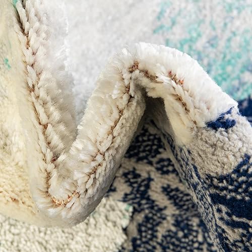 Miniatura 6 de Unique Loom Ariel Collection - Alfombra rectangular de 7 pies 10 pulgadas x 10 pies, color azul y marfil