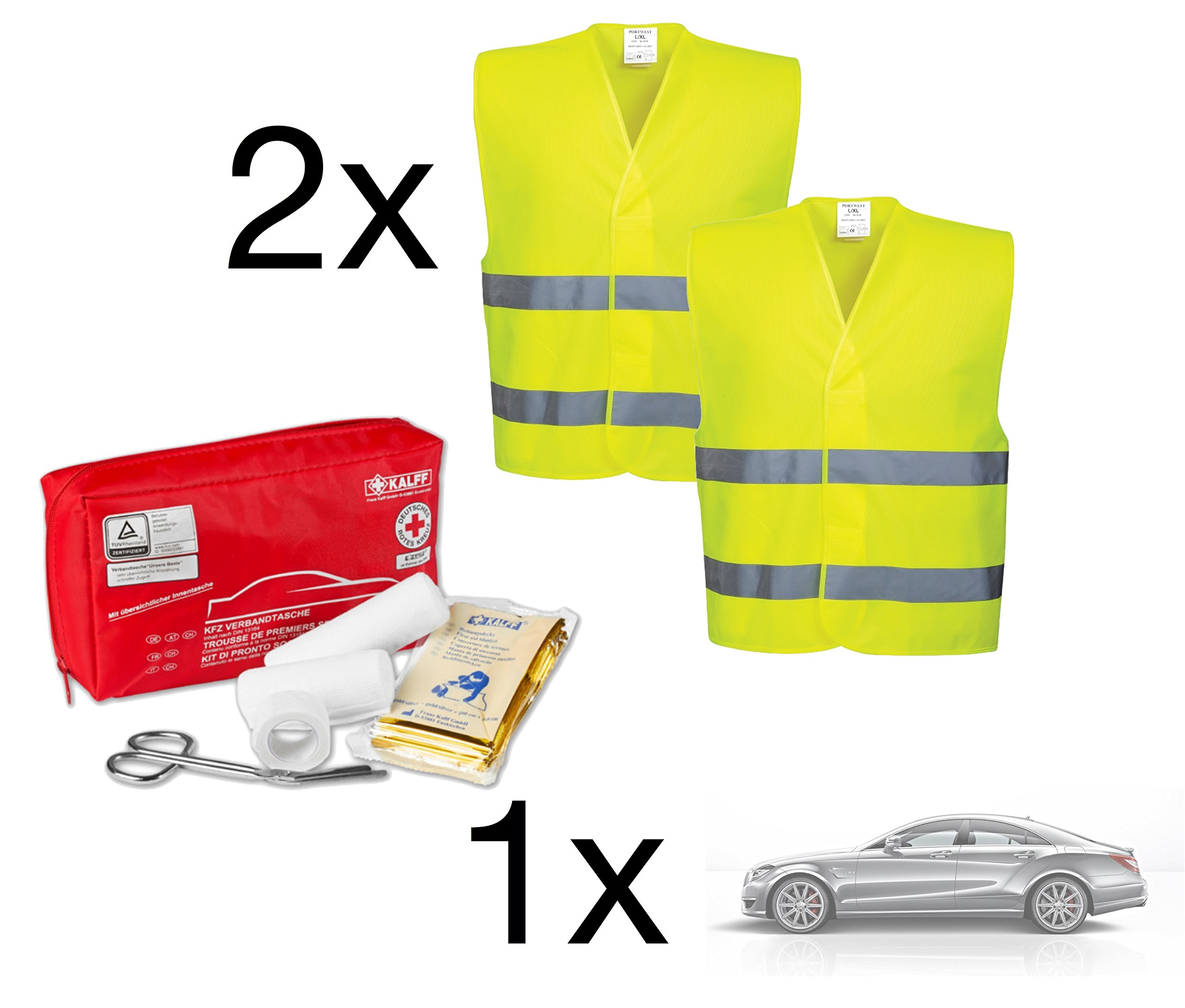 Buy Car Safety Kit with 2x Safety Vest Emergency Vest Neon Safety Vest Reflective Vest Warning