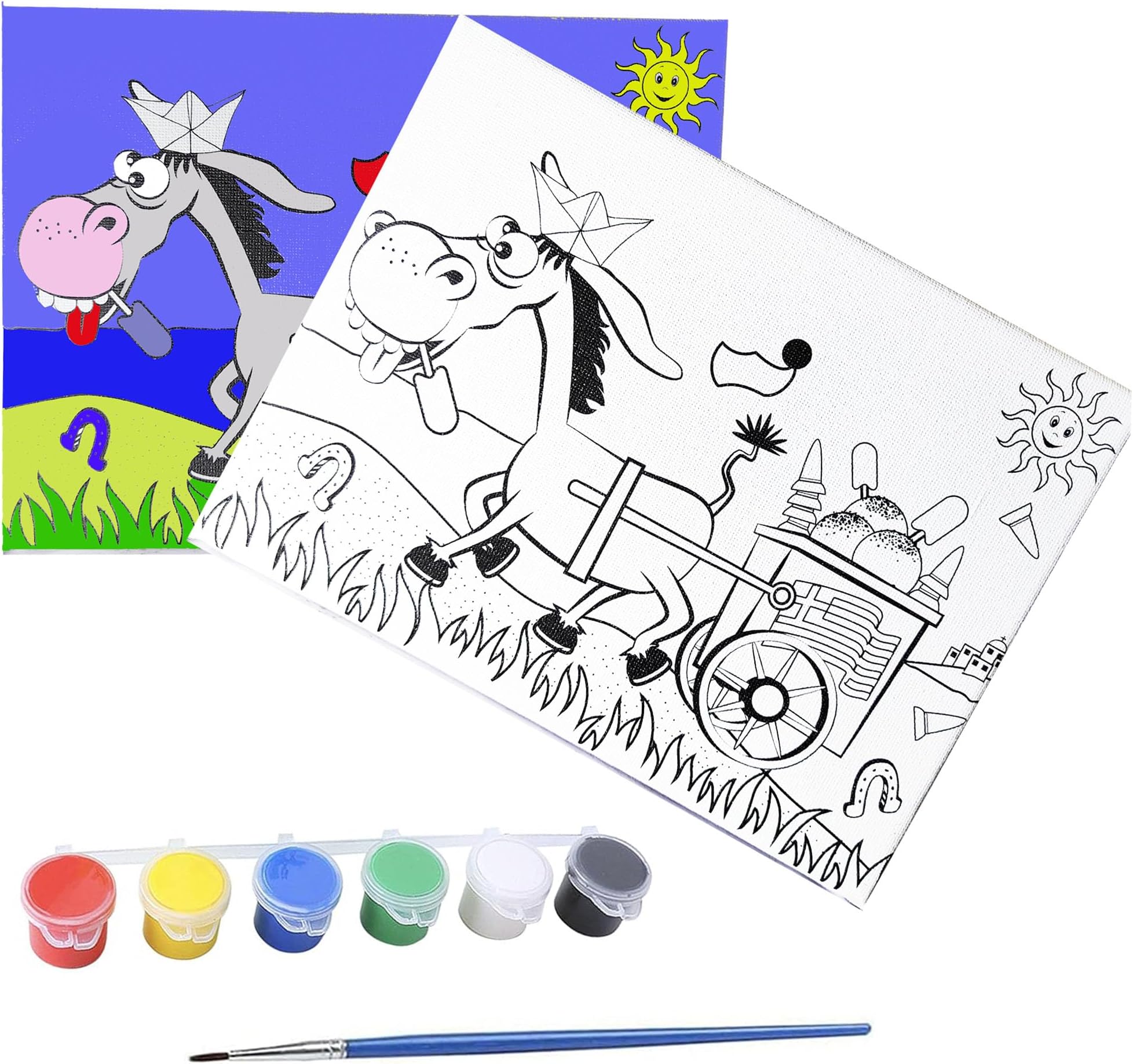 Versa-Mart Pre Stenciled Canvas Panels for Painting - Ideal DIY Art Canvas for Kids, Adults, and Beginners - Ready to Paint Animal Designs - Perfect for Parties and Gifting (15 x 20cm)