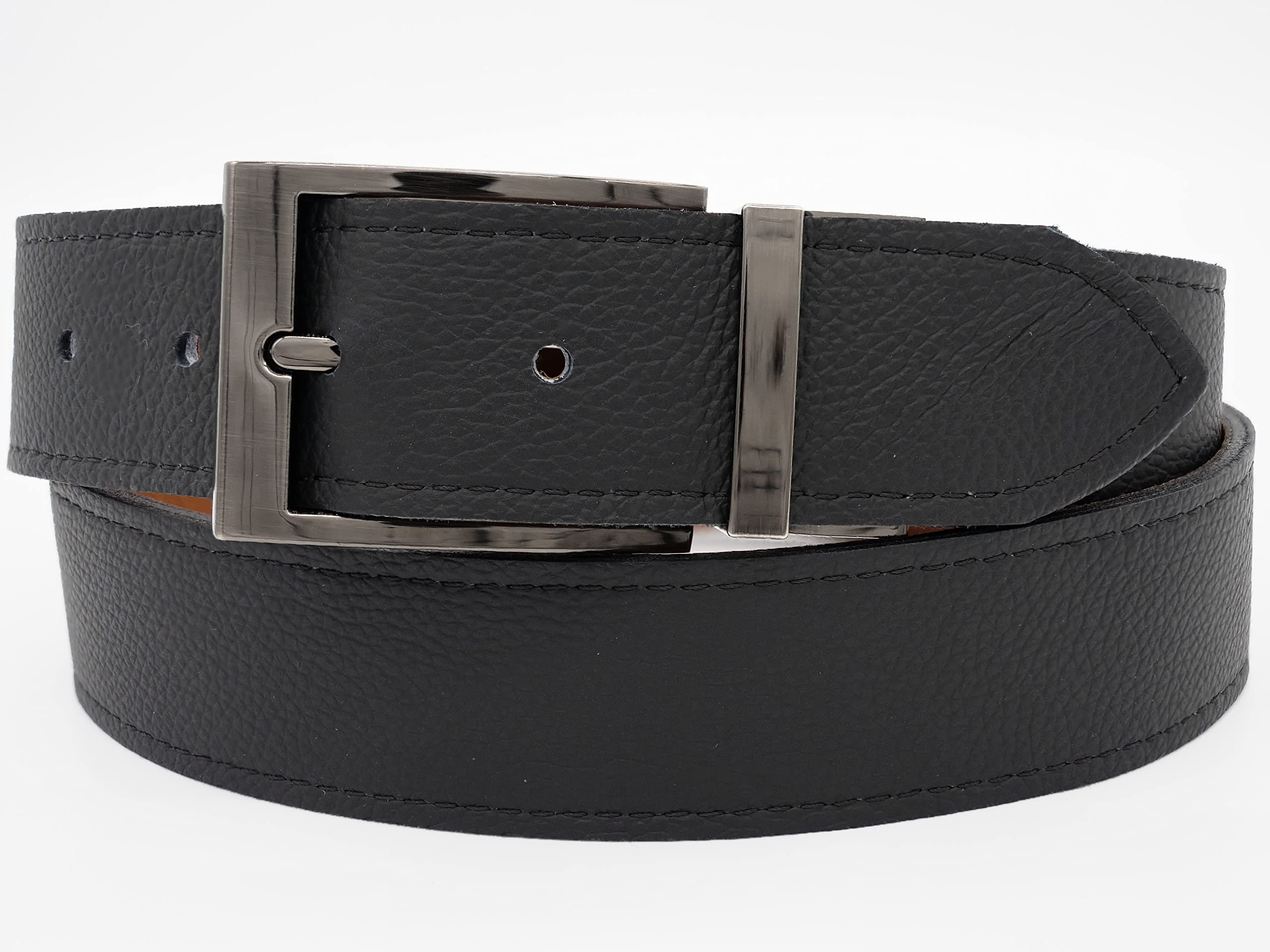 AnnaMatoni Gürtel Herren Ledergürtel Geschenk-Box Wendegürtel aus Nappa Leder 3,5cm breit Größe Kürzbar Braun und Schwarz 130cm