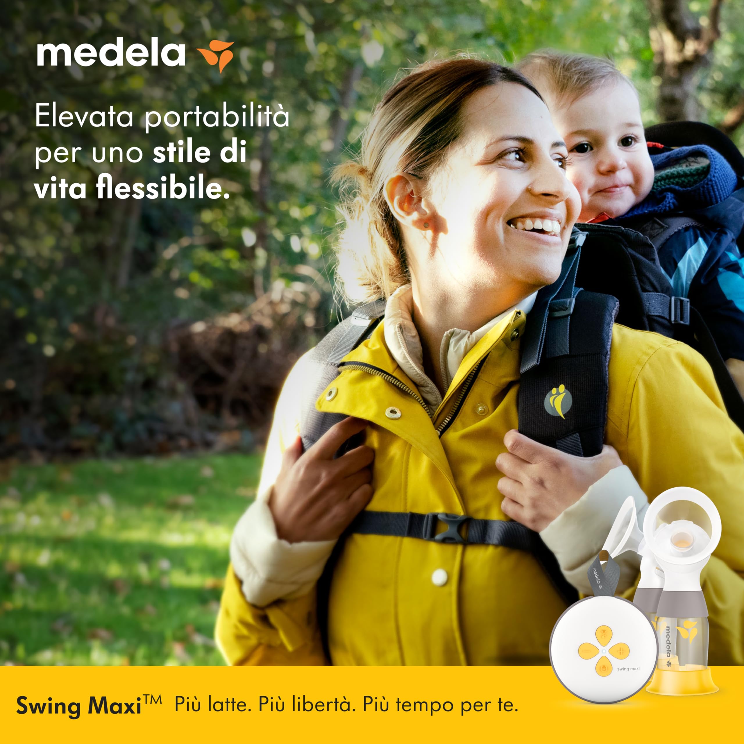 Medela Swing Maxi Tiralatte Elettrico Doppio, Ricaricabile tramite USB, Più Latte in Meno Tempo, con Coppe PersonalFit Flex e Tecnologia di Medela 2-Phase Expression