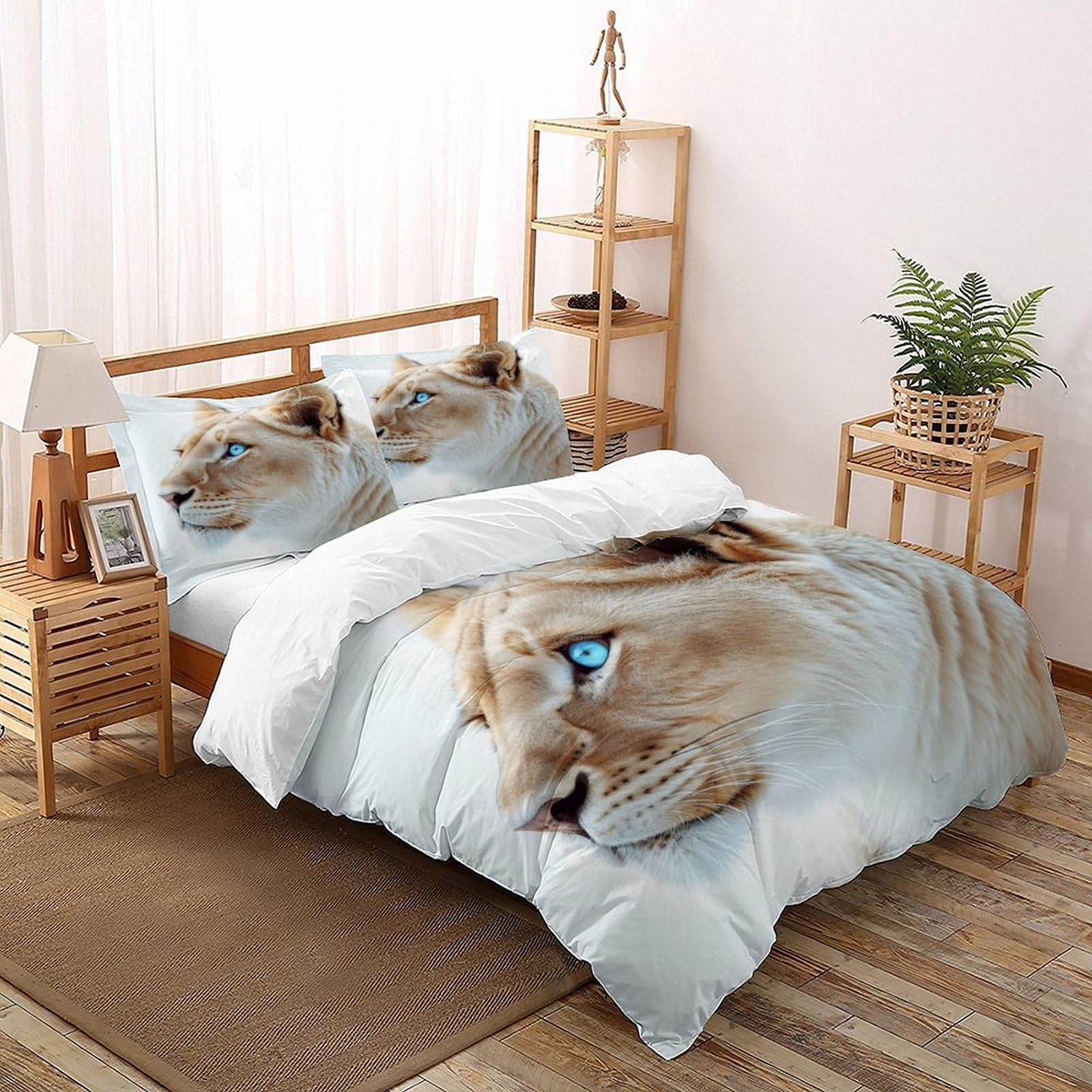 Housse de couette animaux 3D pour chambre d'adulte moderne et linge de lit zippé