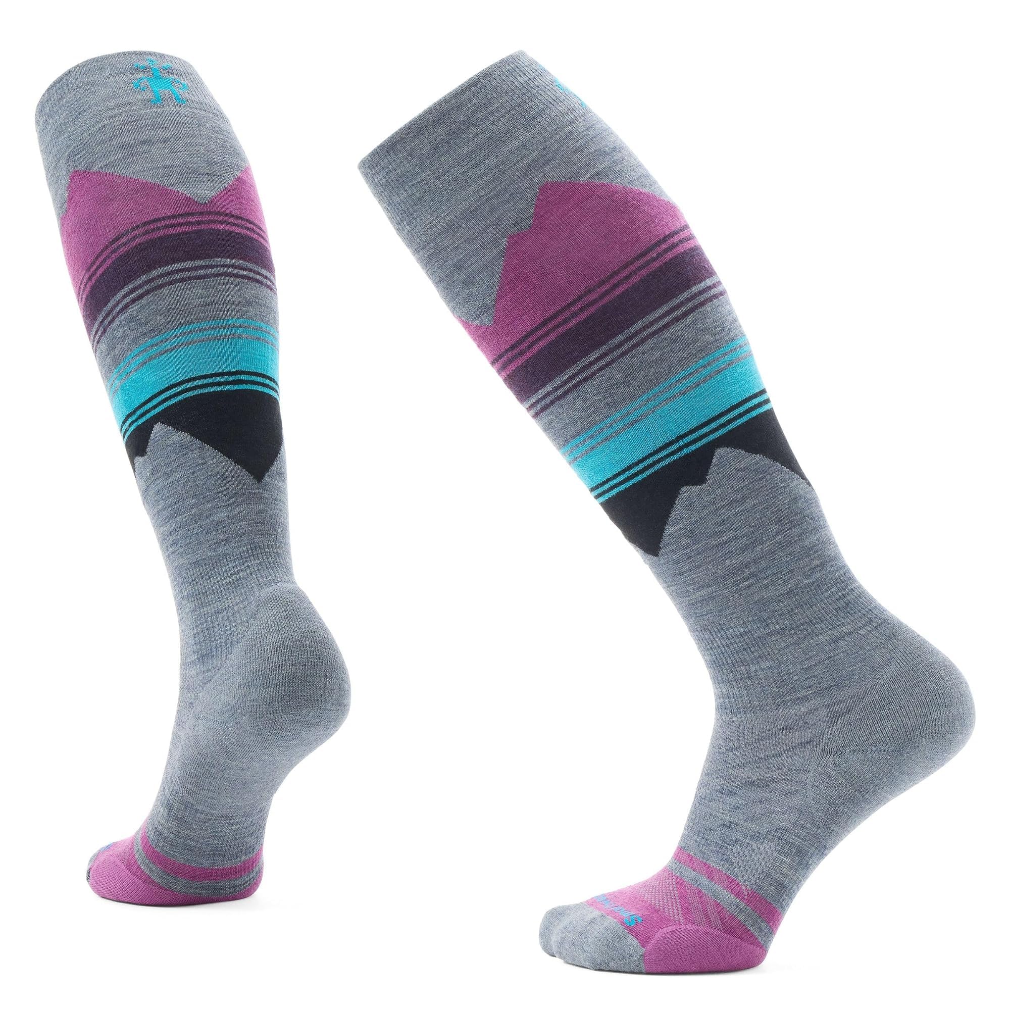 Smartwool Women's Pewter Blue Ski Targeted Cushion Pattern Over The Calf Socks, L