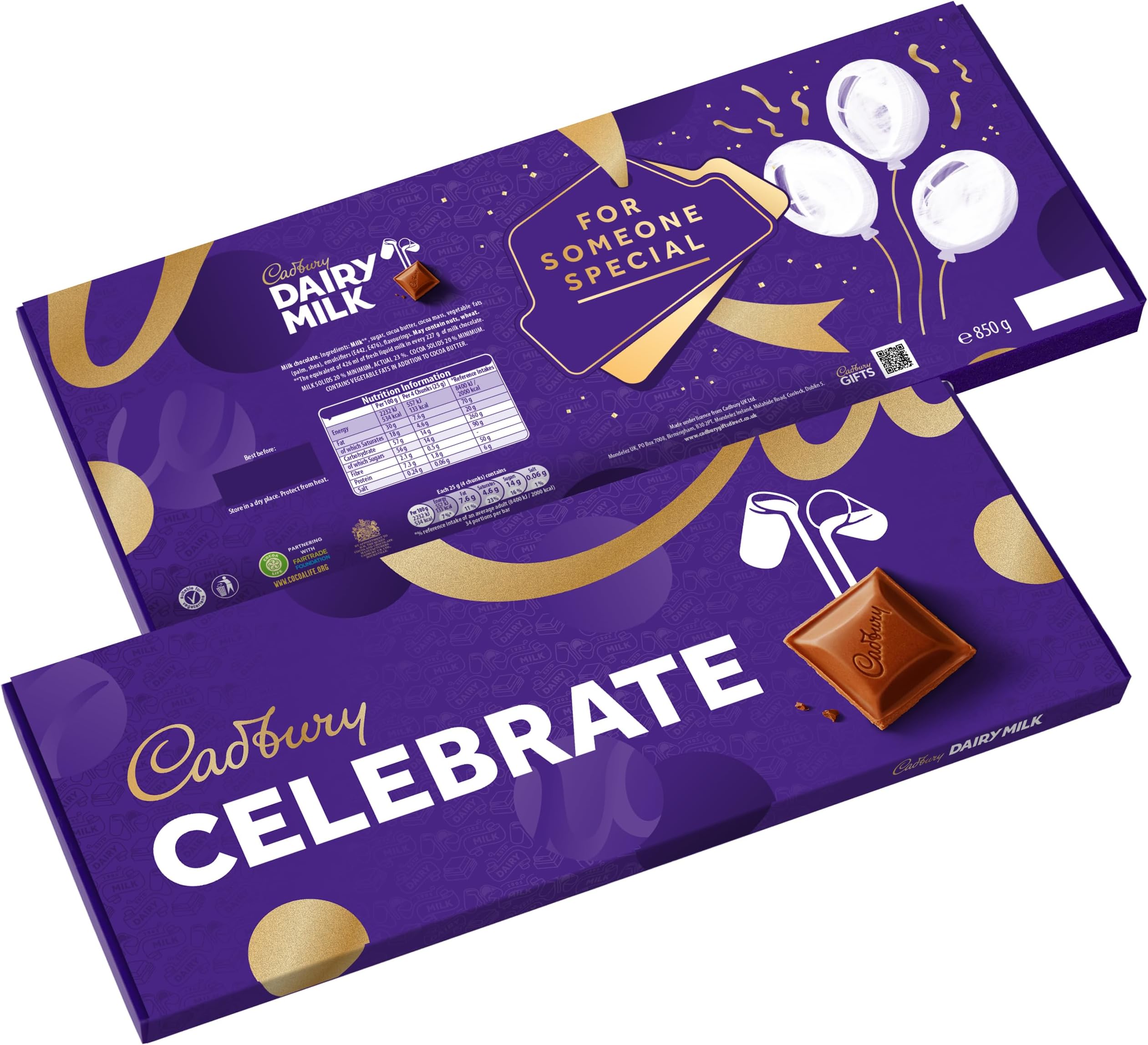 Dairy Milk Celebrate Gift Chocolate Bar Extra-Large 850g