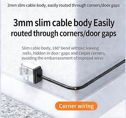2 Pack Cable Ethernet Cat6 30cm Conector Perfil Bajo 5mm Ultra Delgado 3mm 10Gbps 250MHz miniatura 3