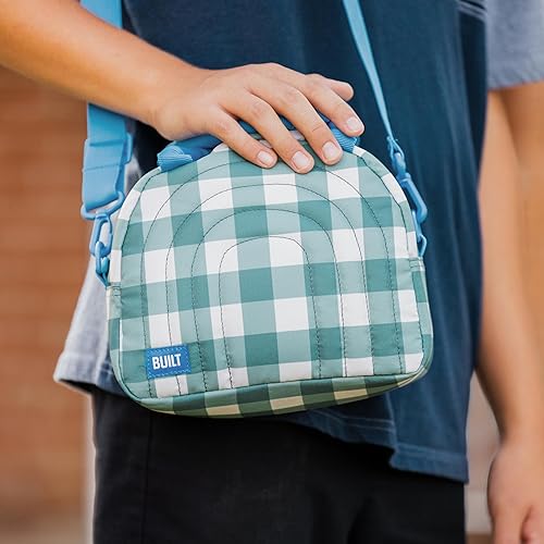 Miniatura 7 de BUILT Puffer Water-resistant Polyester Satchel, Lightweight Insulated and Reusable with Detachable Adjustable Strap, Mulberry Gingham