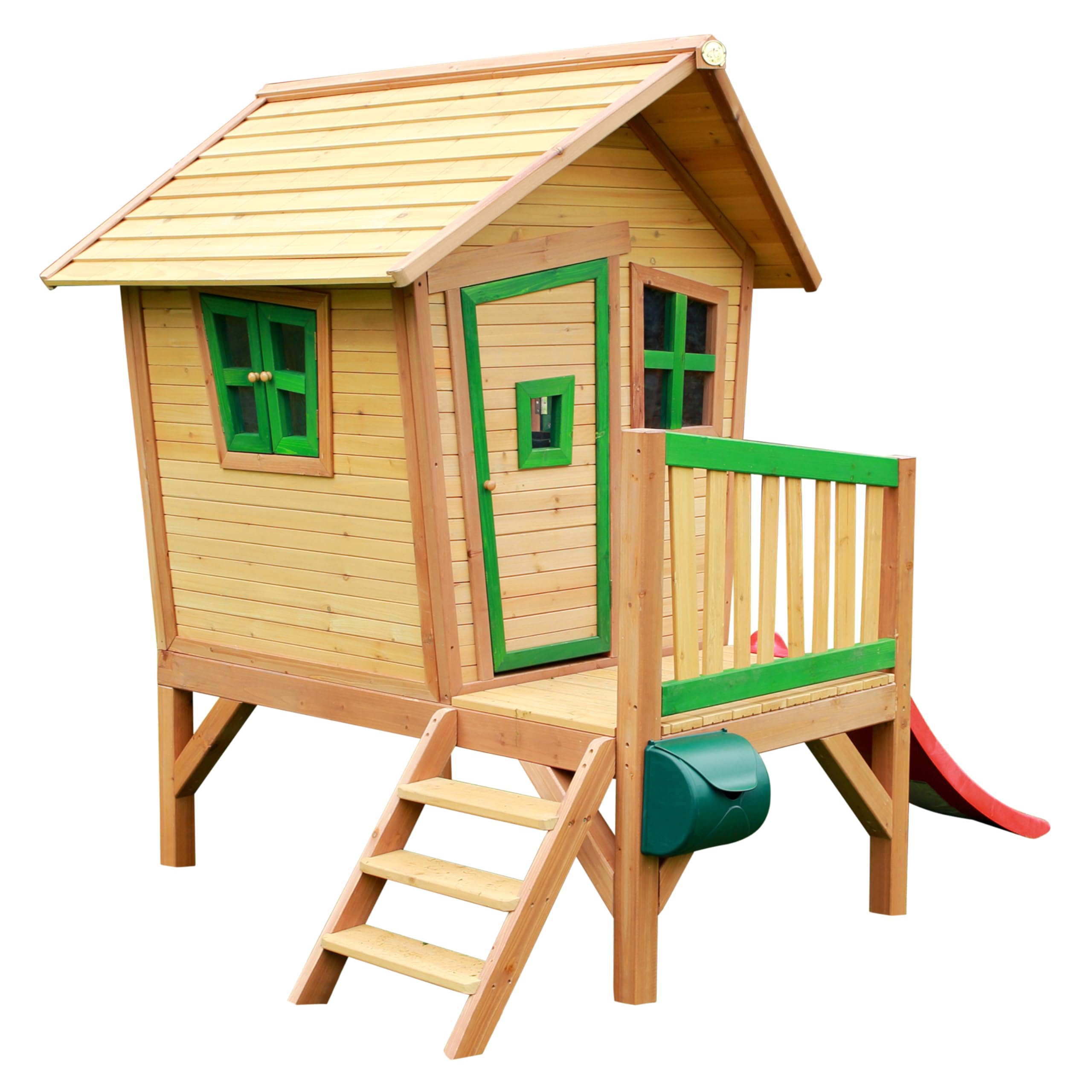 AXI Robin Casa Infantil de Madera FSC con Tobogan Rosso | Casita de Juegos para ninos de Jardin/Exterior | Parque Infantil en Marron y Verde.