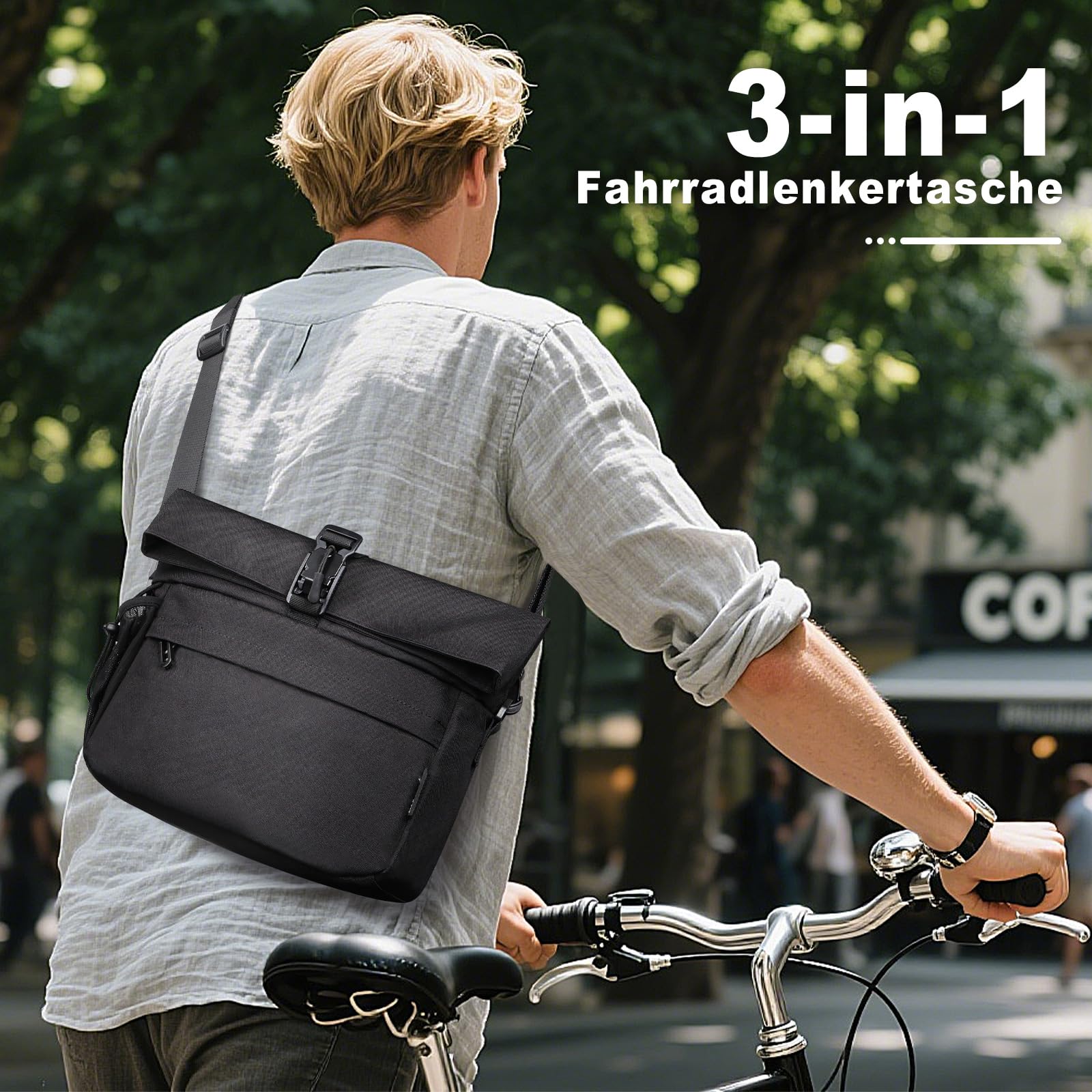 GXCROR Borsa Per Manubrio Della Bicicletta, 9L, Borsa Per Manubrio Con Tracolla