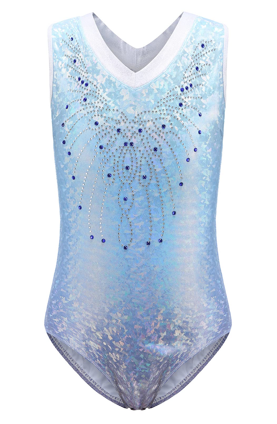 SEAURGymnastics Leotards for Girls Gradient Color Dance Ballet Sleeveless Athletic Mesh Bodysuit Kids School Sport Costume