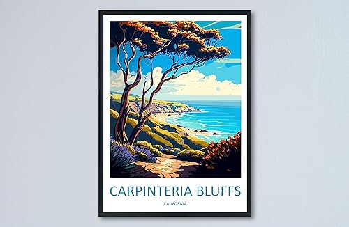 Carpinteria Bluffs - Póster de viaje para colgar en la pared, decoración del hogar, carpinteria Bluffs, arte impreso, amantes del arte de