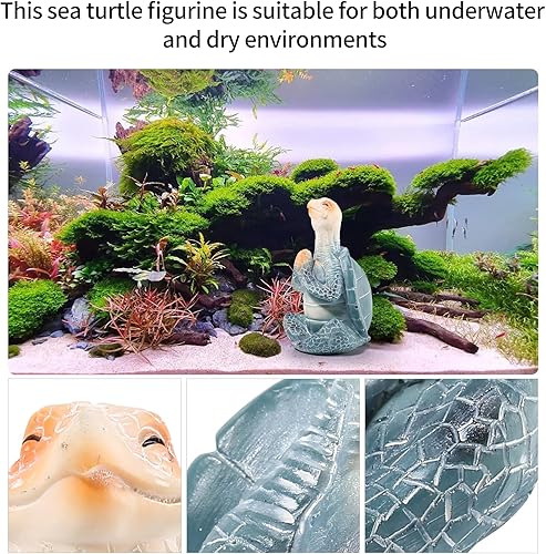 Miniatura 3 de Decoración de tortuga de resina para acuario, adorno de resina tranquila para peceras, figura de tortuga marina meditadora zen, decoración del hogar