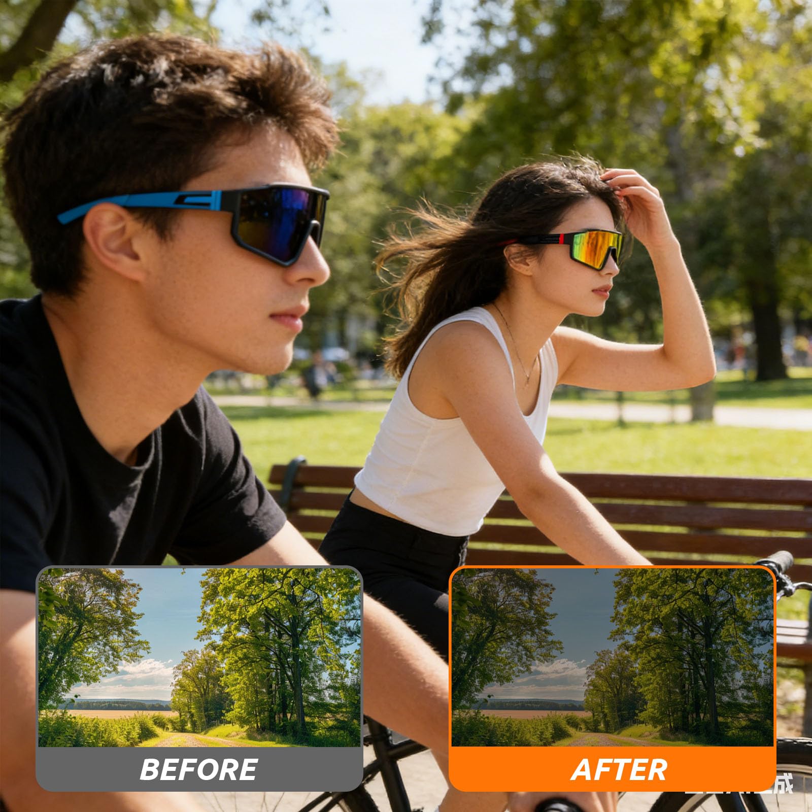 Gafas De Sol Deportivas Polarizadas UV400 para Ciclismo Moto Carrera Esquí