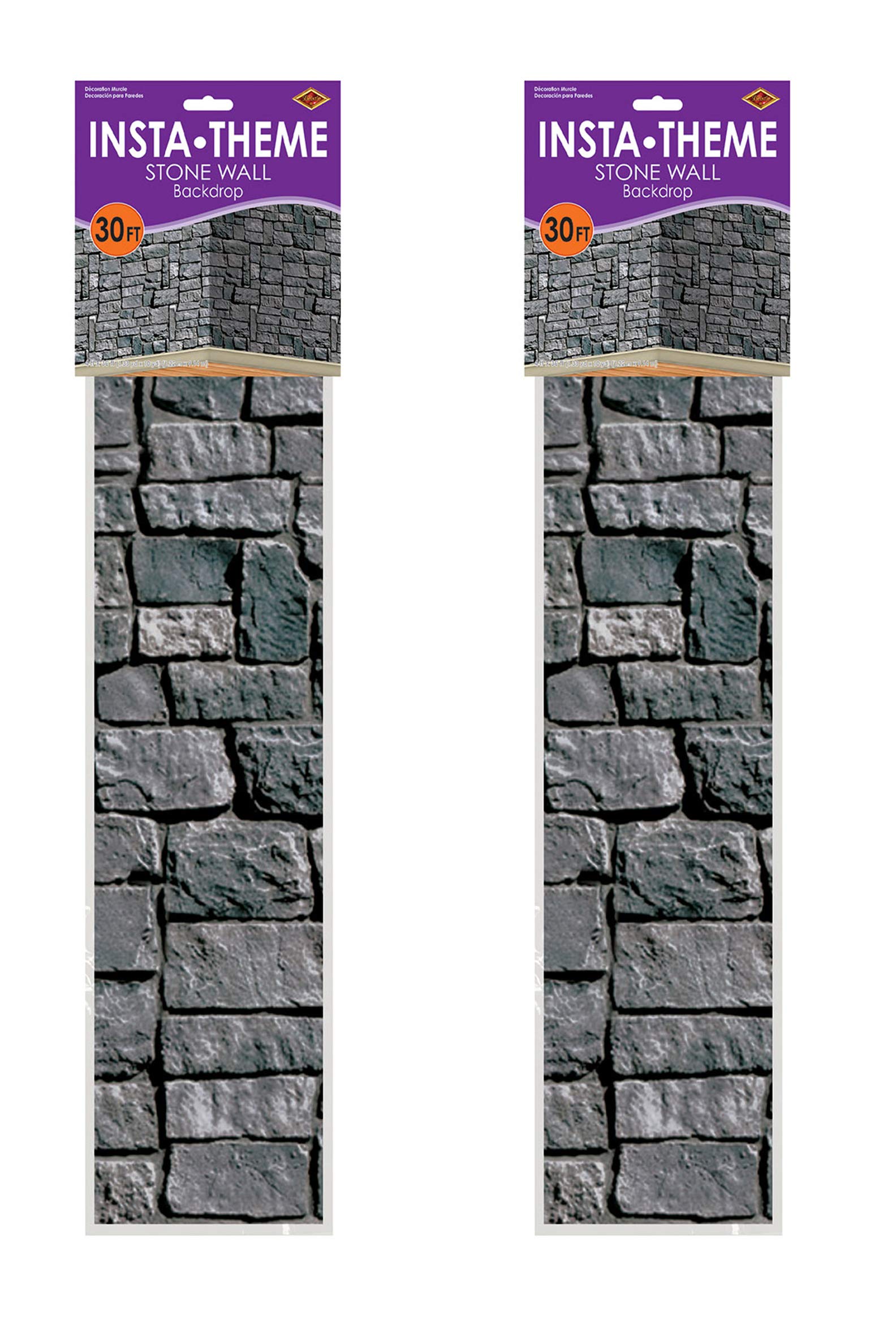 Beistle S00911AZ2 Stone Wall Backdrops 2 Piece, Plastic, Multicolor, 2 Piece Stone Wall - Image 3