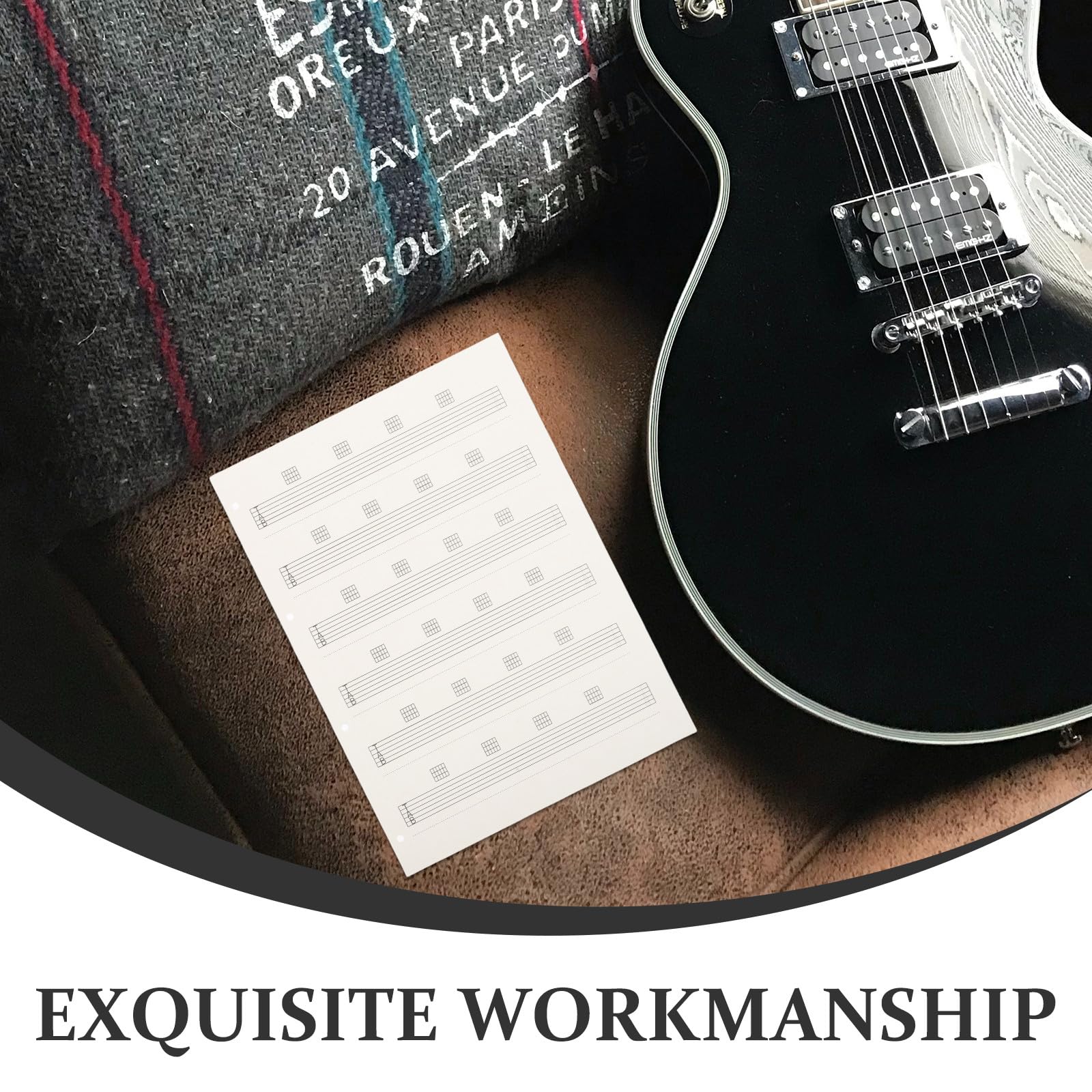 Papel de Composición para Guitarra 85 Hojas en Blanco, Diseño Elegante y Escritura, Adecuado para Práctica en Casa y Actuaciones