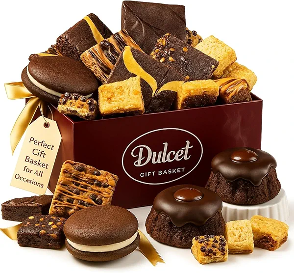 Dulcet Gift Basket Premium Assortment of Baked Goods - Gift Basket Gifts for Women, Men, Families, Teacher, College, Appreciation, Thank You Present, Birthday, Corporate, Get Well, Sympathy Care