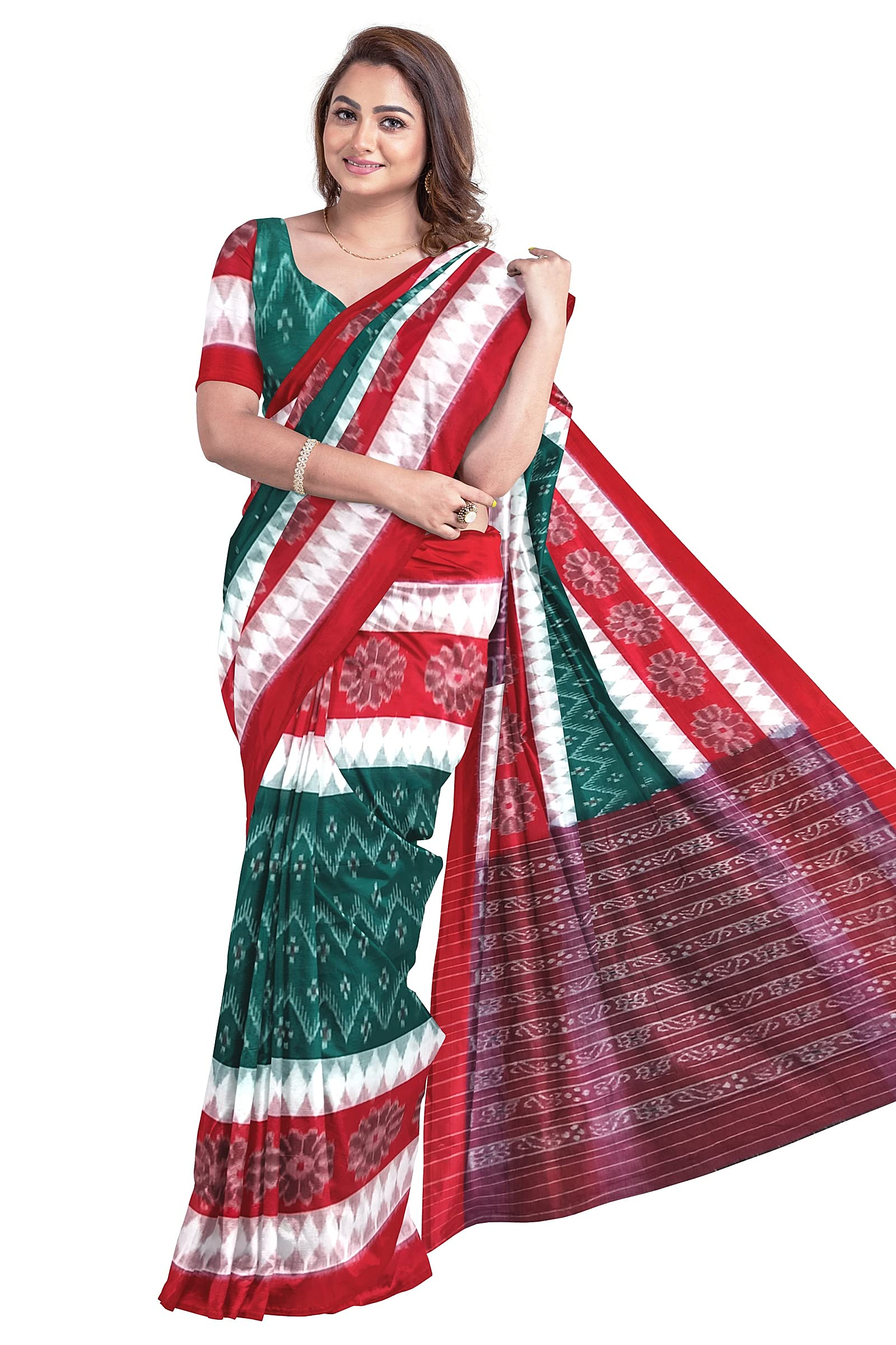 BHSWomen's Sambalpuri Pure Cotton Bomkai Saree (Nuapatanapata_Multicolour)