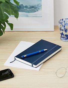 Moleskine Classic Notebook, Hard Cover, Large (5 x 8.2) Double Layout, Striped/Flat, Sapphire Blue, 240 Pages
