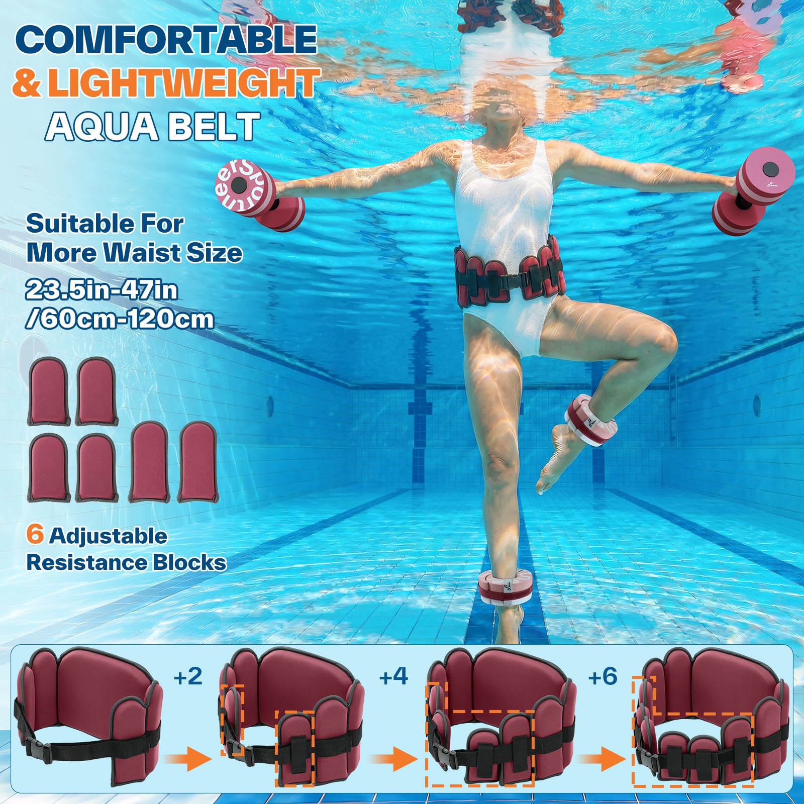 Sportneer Kit d'accessoires d'aquagym 3 en 1 pour adultes et appareils de sports nautiques 1