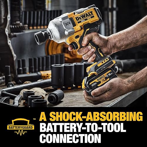 Miniatura 7 de DEWALT Kit de llave de impacto inalámbrica de 20 V MAX, anillo de cerdo de 12 pulgada, batería y cargador incluidos (DCF961GP1)