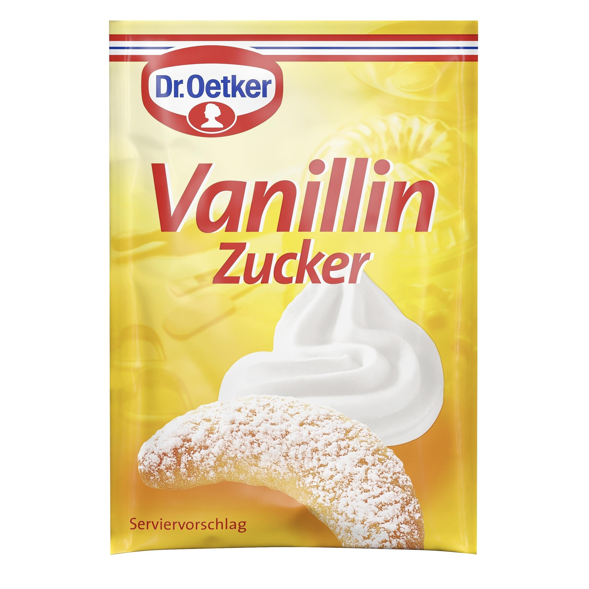 Dr. Oetker Vanillinzucker 16er Pack, Zucker verfeinert mit Vanillin, zum Backen und Süßen von Kuchen, Desserts & Shakes, vegan, 16 x 80 g