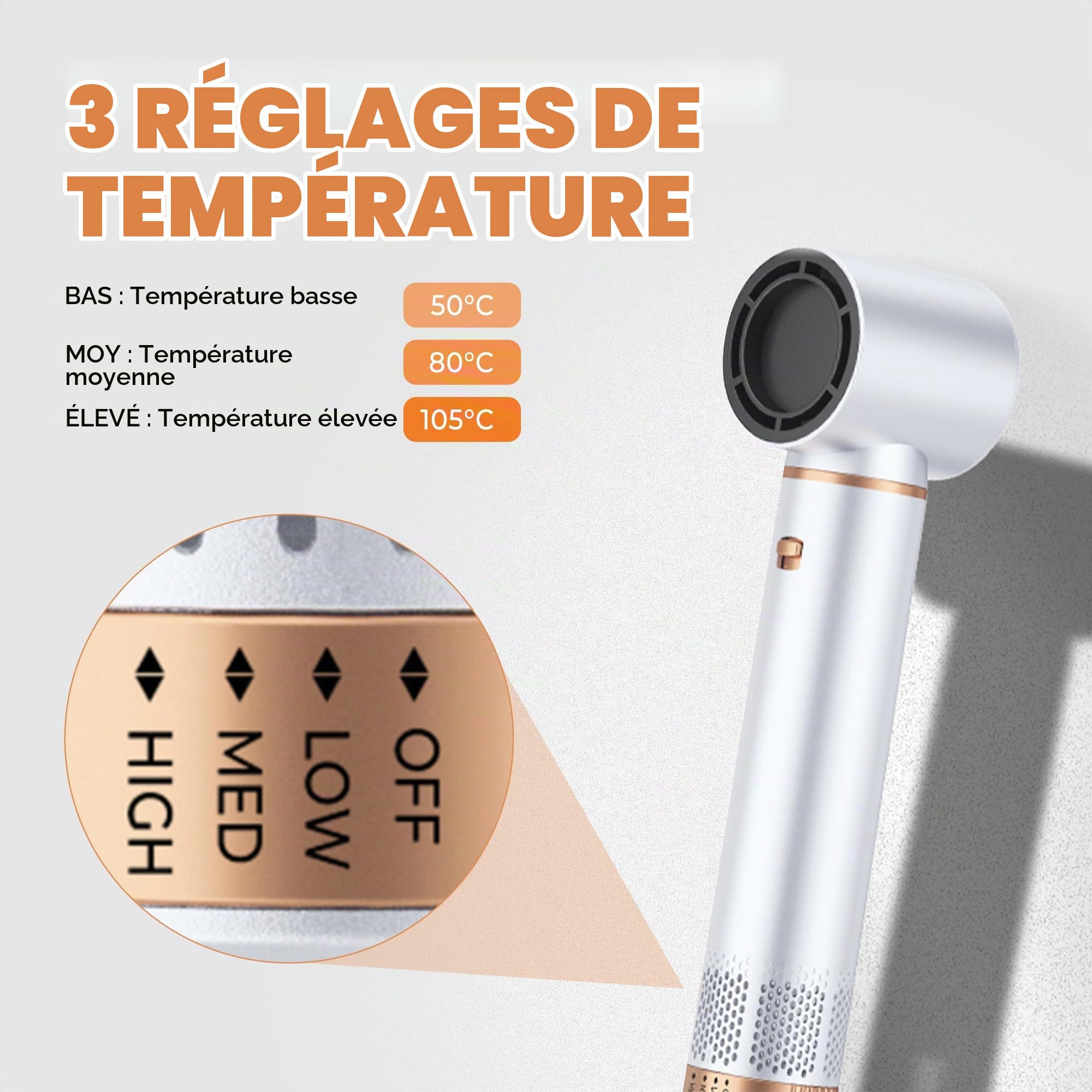 OKWRAP Airbrush 5 en 1 Air Styler 5 en 1 Hair Styler avec Seche Cheveux | Boucleur Automatique, Brushing Brosse Soufflante, Brosse Lissante, Seche Cheveux 5 en 1 pour Sécher, Boucler, Lisser