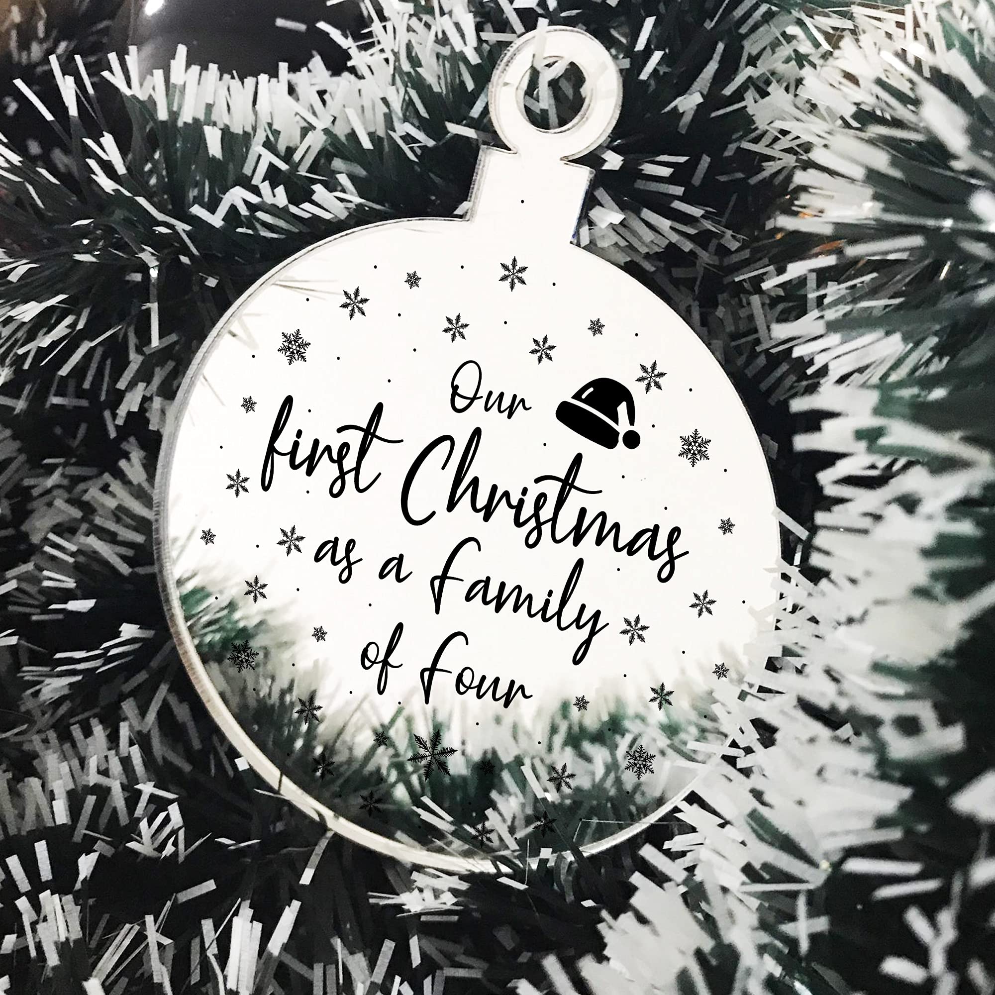 1st Christmas As A Family Of Four Engraved Tree Decoration Babys 1st Xmas Gift
