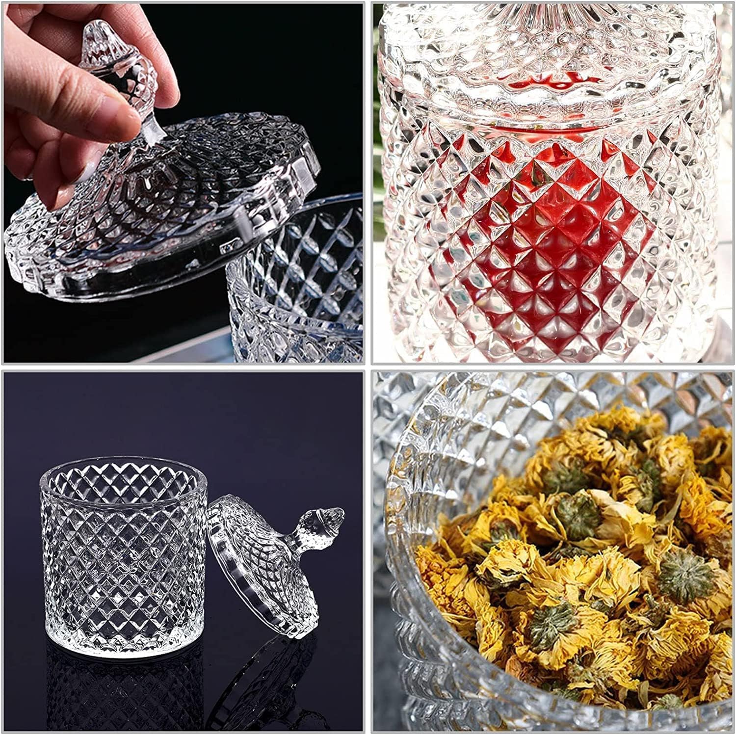 OCEANO 2 Pezzi Barattoli Bomboniera di Vetro Trasparente con Coperchio Contenitore Confetti Caramelle Zucchero Conservazione Organizzazione Porta Biscotti Dolci Cotton fioc Piccoli Oggetti
