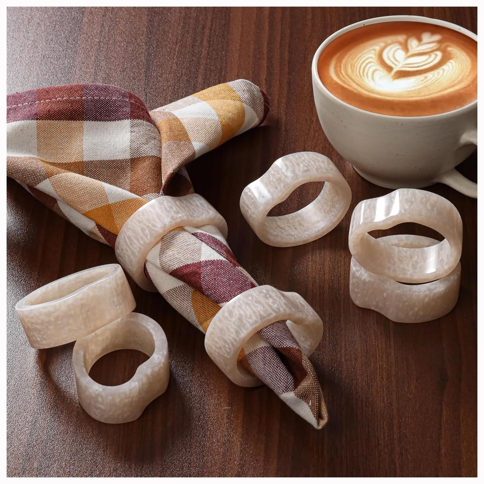 Portatovaglioli in resina resistente per decorazioni da tavolo chic, finitura liscia contemporanea, design per occasioni speciali, accessori da pranzo versatili e moderni, set di 12 (bianco