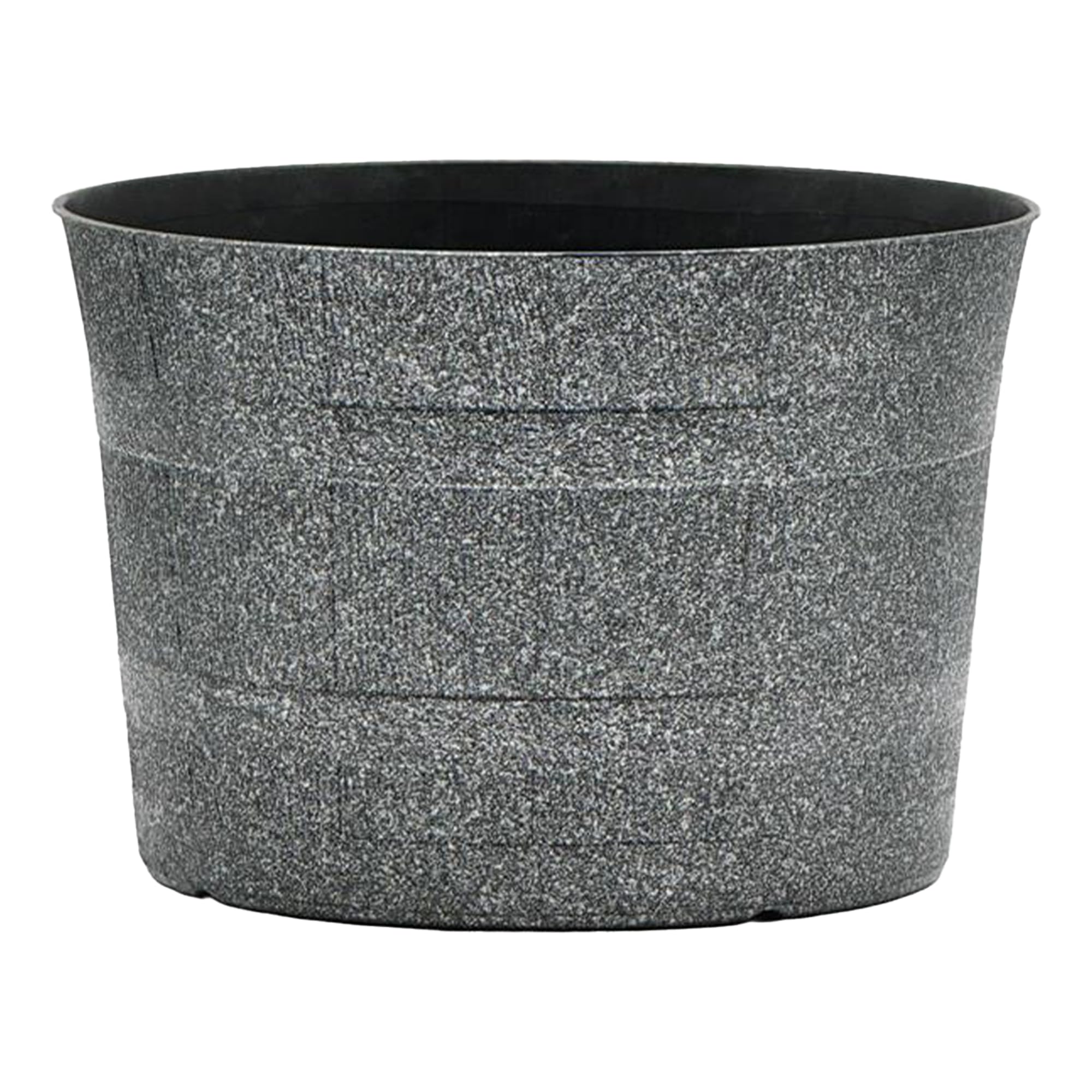 SG Traders Round Plastic Whisky Barrel Garden Pot Flower Pots Planter Tub Patio Pot Outdoor Traditional Barrel Brown with Silver Bands Garden Plant Pot Outdoors with Drainage Holes