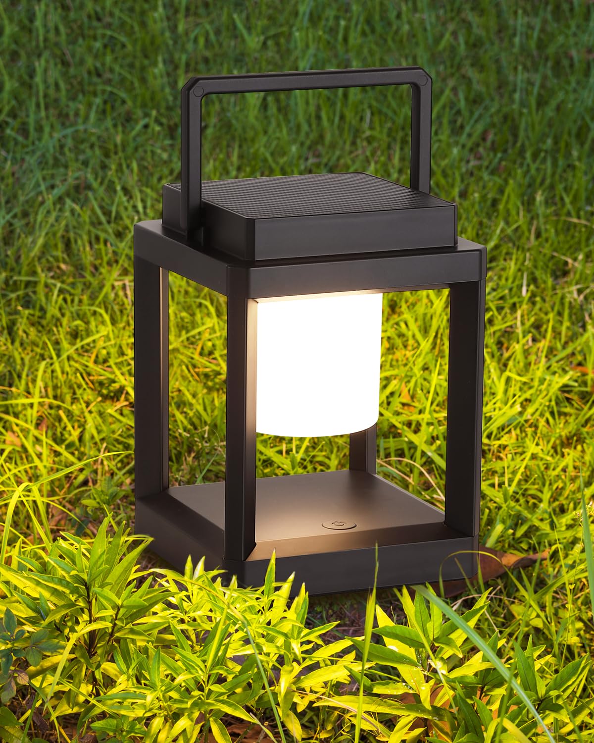 DAKAFUL Outdoor Table Lamp, Led Lamps for Nightstand, Solar Lanterns Outdoor Hanging for Patio Waterproof, Cordless Battery Operated Lamp, Rechargeable Solar Lantern for Reading, Decor, Camping