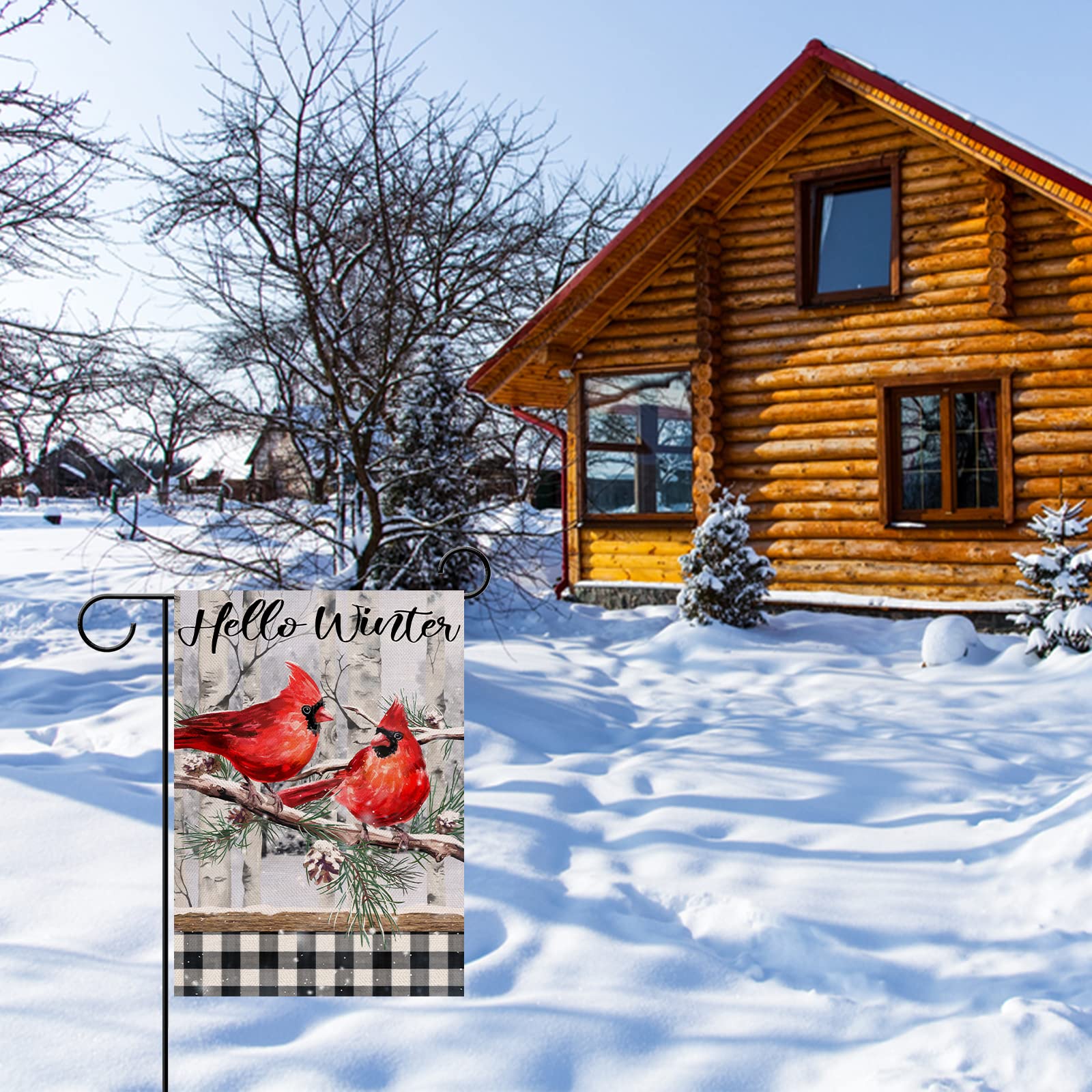 Dogs Hello Winter Drapeau De Jardin Vertical Double Face 30,5 X 45,7 Cm