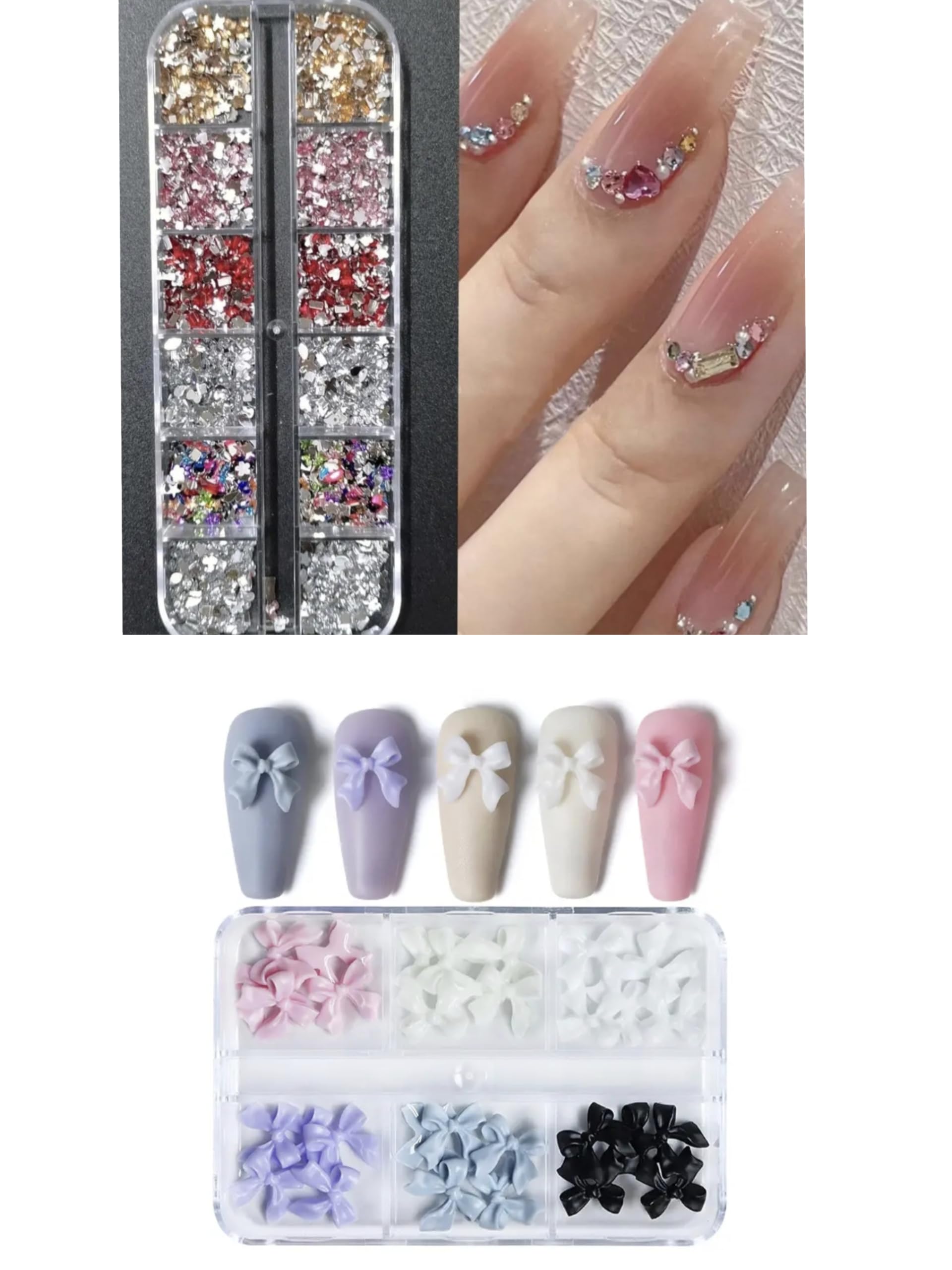 Nail Art Rhinestones Set, Mixed Colors, Crystal Gems, 3D Decoration, Manicure Accessories-image-45