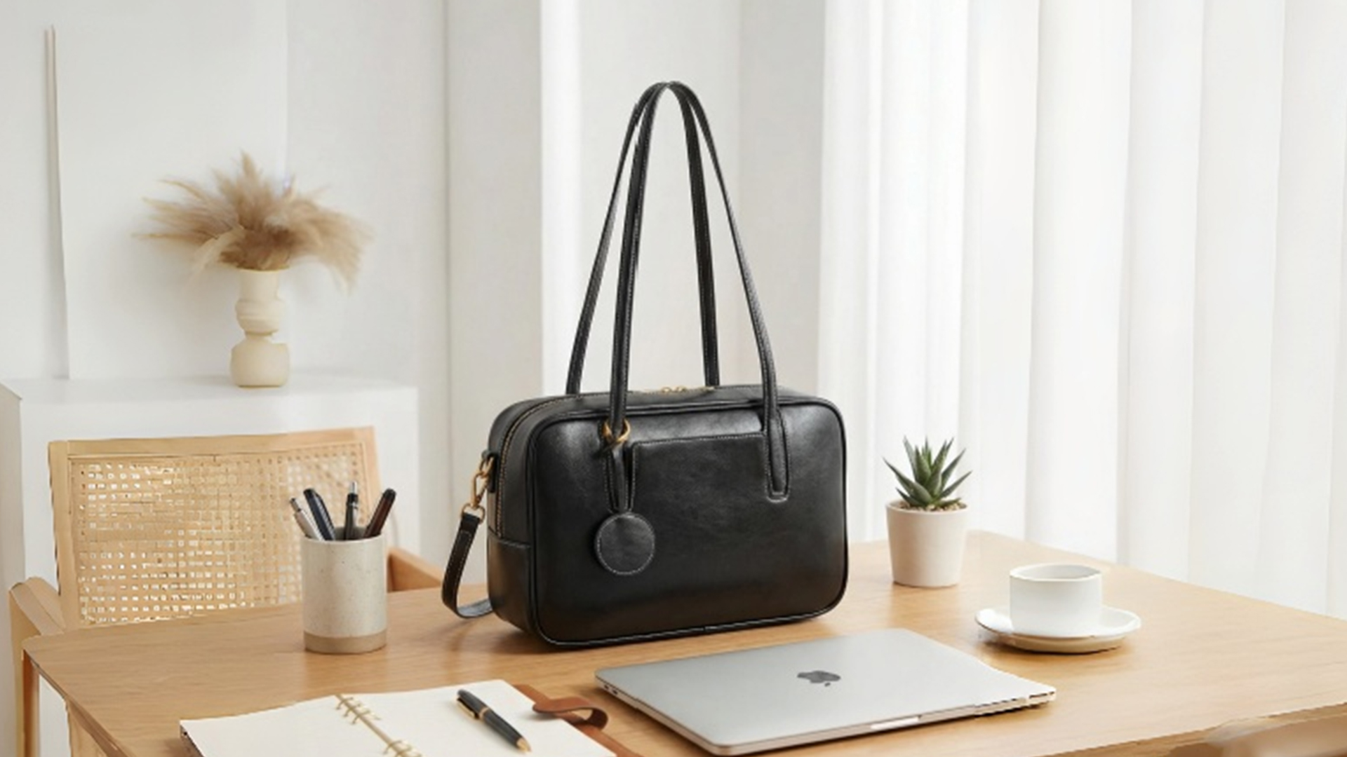 Bolso tote de cuero vegano para mujer miniatura 7