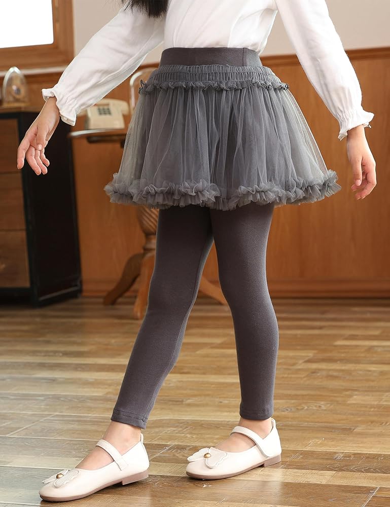 Amazon.com: Kiench Girls Leggings with Tulle Skirt Ruffle Toddler