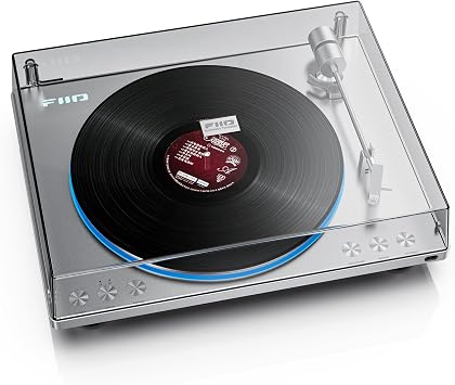 FiiO TT13 Fully Automatic Vinyl Stereo TurntableAnalog, Powerful Phono preamp, Dust Cover, Die-cast Aluminum Platter TT13 Silver Standard