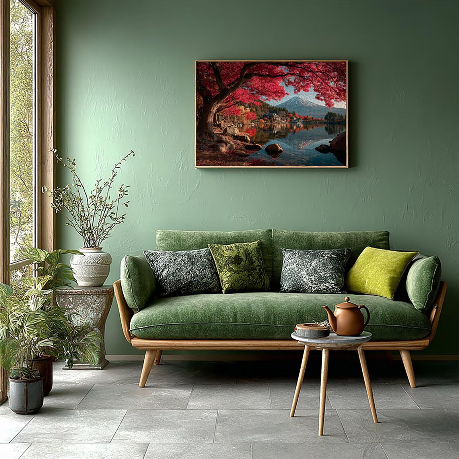 Mount Fuji Puzzle 3000 sztuk dorosłych, drewniane drzewo puzzle z pudełkiem 122 x 81 cm, pomysł na prezent dla mężczyzn i kobiet, zabawa dla dorosłych, do gier rodzinnych, gier wyzwań, wykwintne