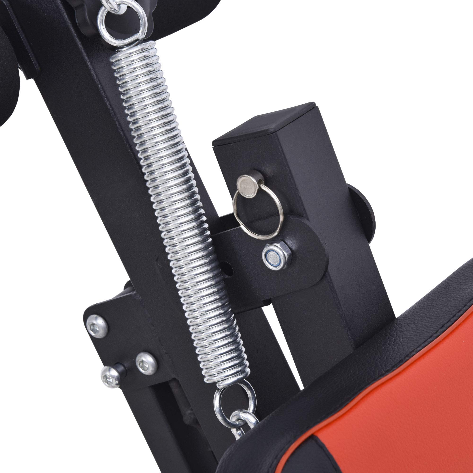 HOMCOM Banc de musculation banc pliable de fitness avec oreiller multifonction sit-up entraînement abdominaux bras dossier hauteur réglable à 3 niveaux acier 53 x 166 x 52-60 cm noir rouge