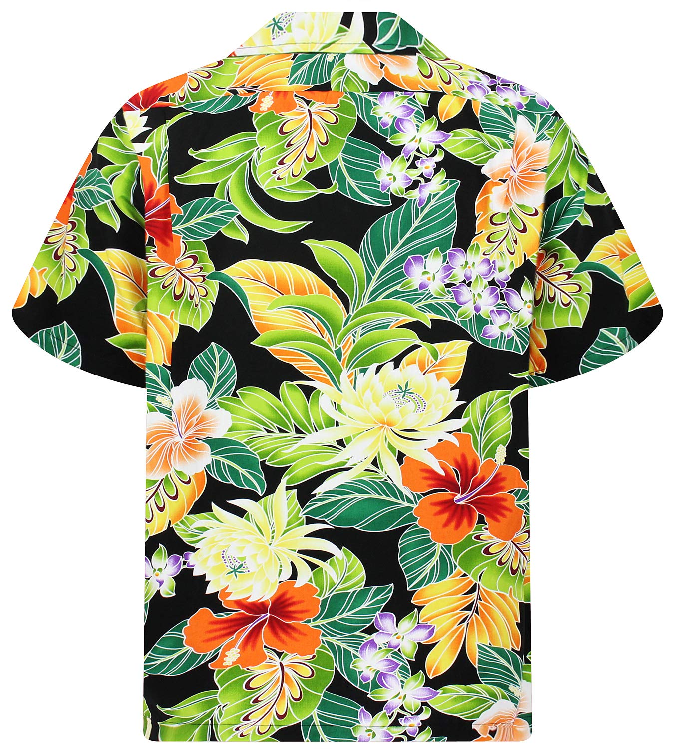 P.L.A. Original Camicia Hawaiana, New Flower, nero 4XL