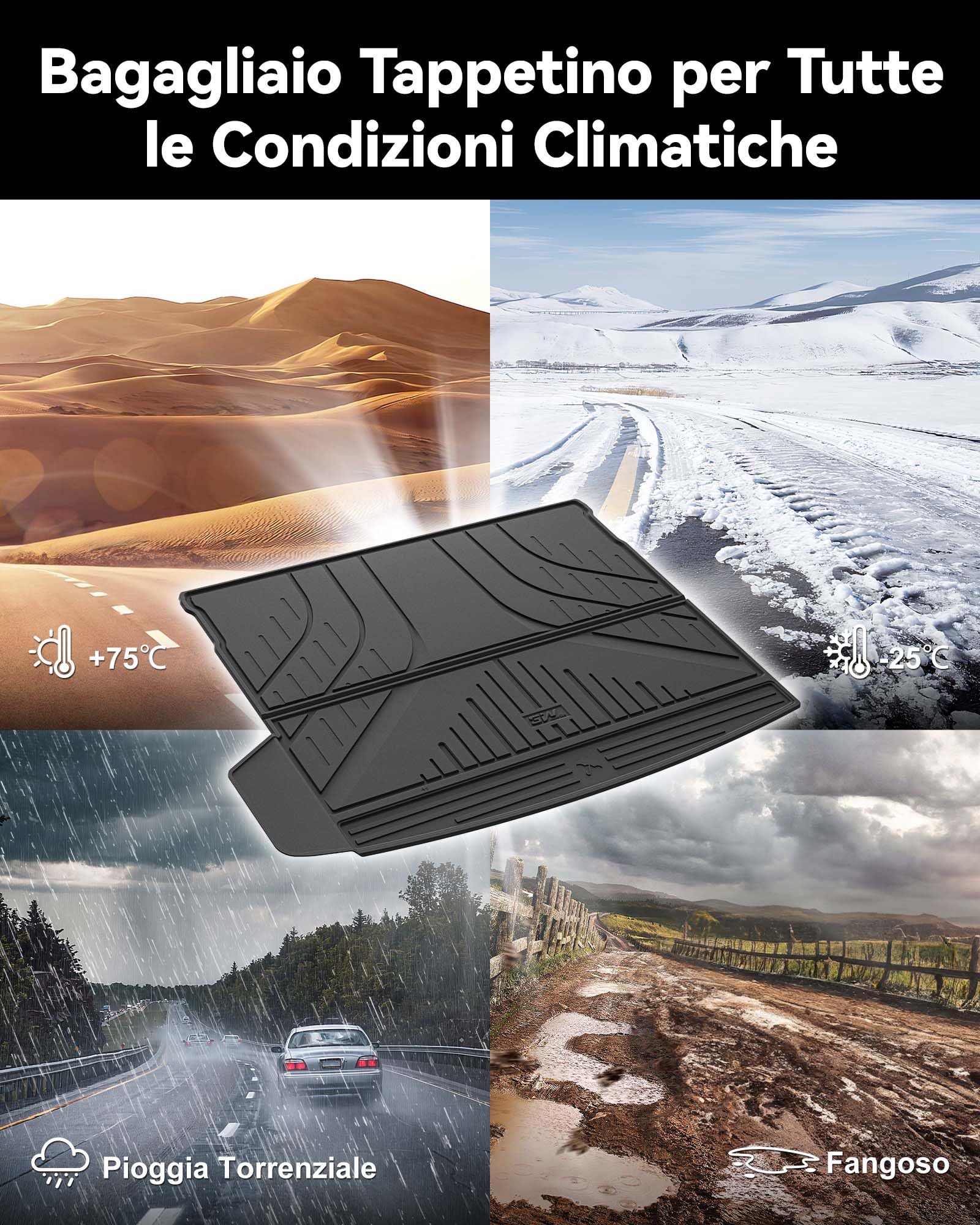 3W Tappetino per Bagagliaio Compatibile con BMW X3 G45 2025-2026(non per PHEV), Impermeabile e Facile da Pulire, Tappeto su Misura per la Protezione Posteriore in Thorex™, Vasca Baule Resistente