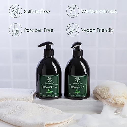 Miniatura 3 de GAIA Oliva Gel de ducha líquido de aceite de oliva, hidratante, gel de baño, botella de 16.9 onzas líquidas (paquete de 2)