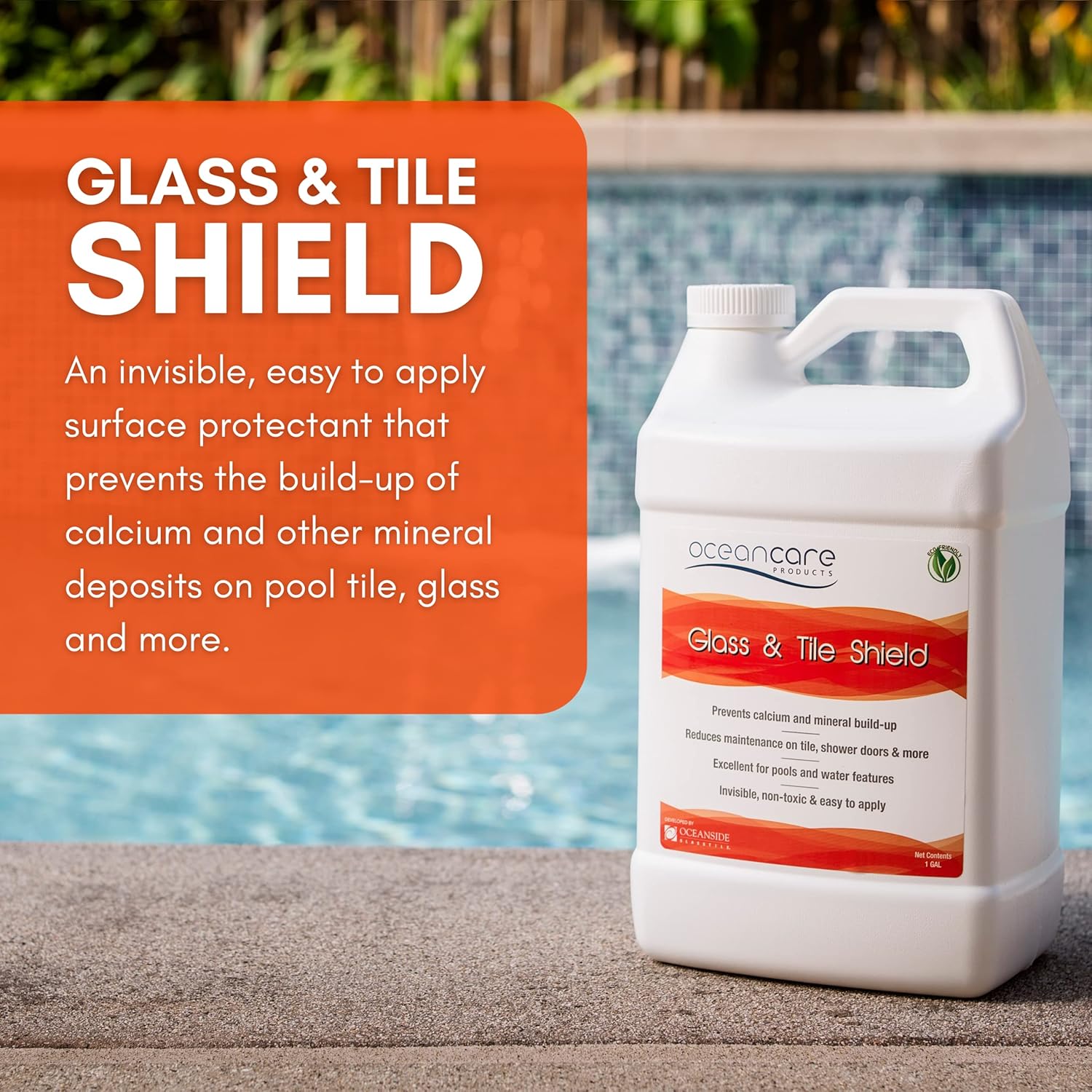 Oceancare Products - Glass and Tile Shield - Gallon - Rock Water Feature Protectant, Calcium and Efflorescence Prevention - Invisible Top Coat Surface Protectant - Grout Protectant