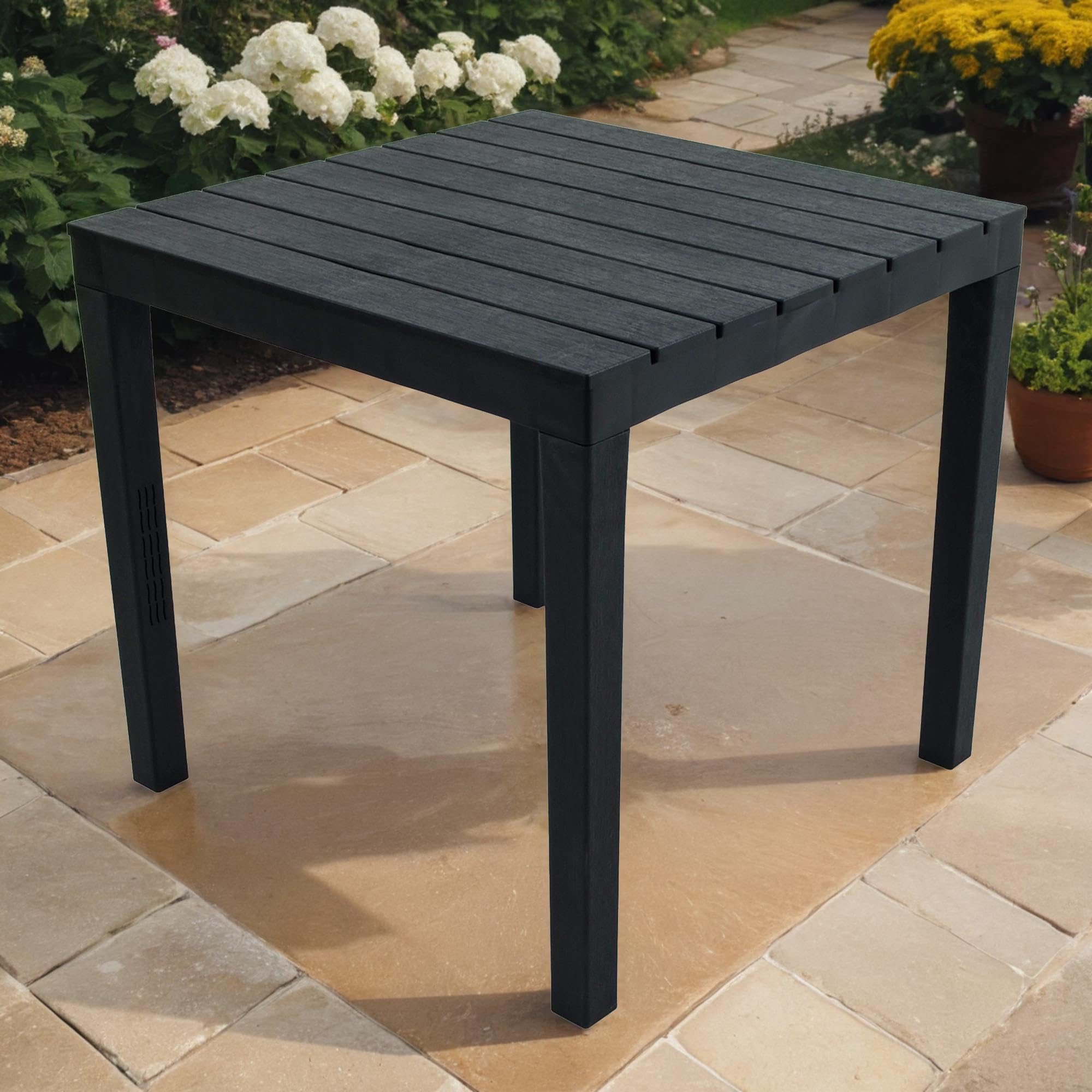 TRABELLA Garden Resin Plastic Roma Square Table Anthracite