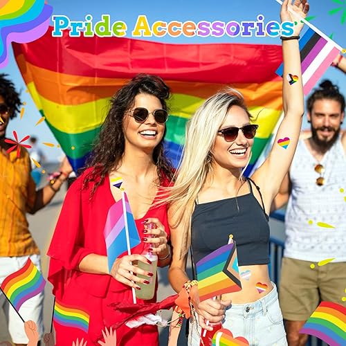 Miniatura 6 de 548 piezas de accesorios de orgullo, LGBTQ pequeño progreso arco iris bandera corazón adhesivo para gays lesbianas bisexuales trans pansexuales